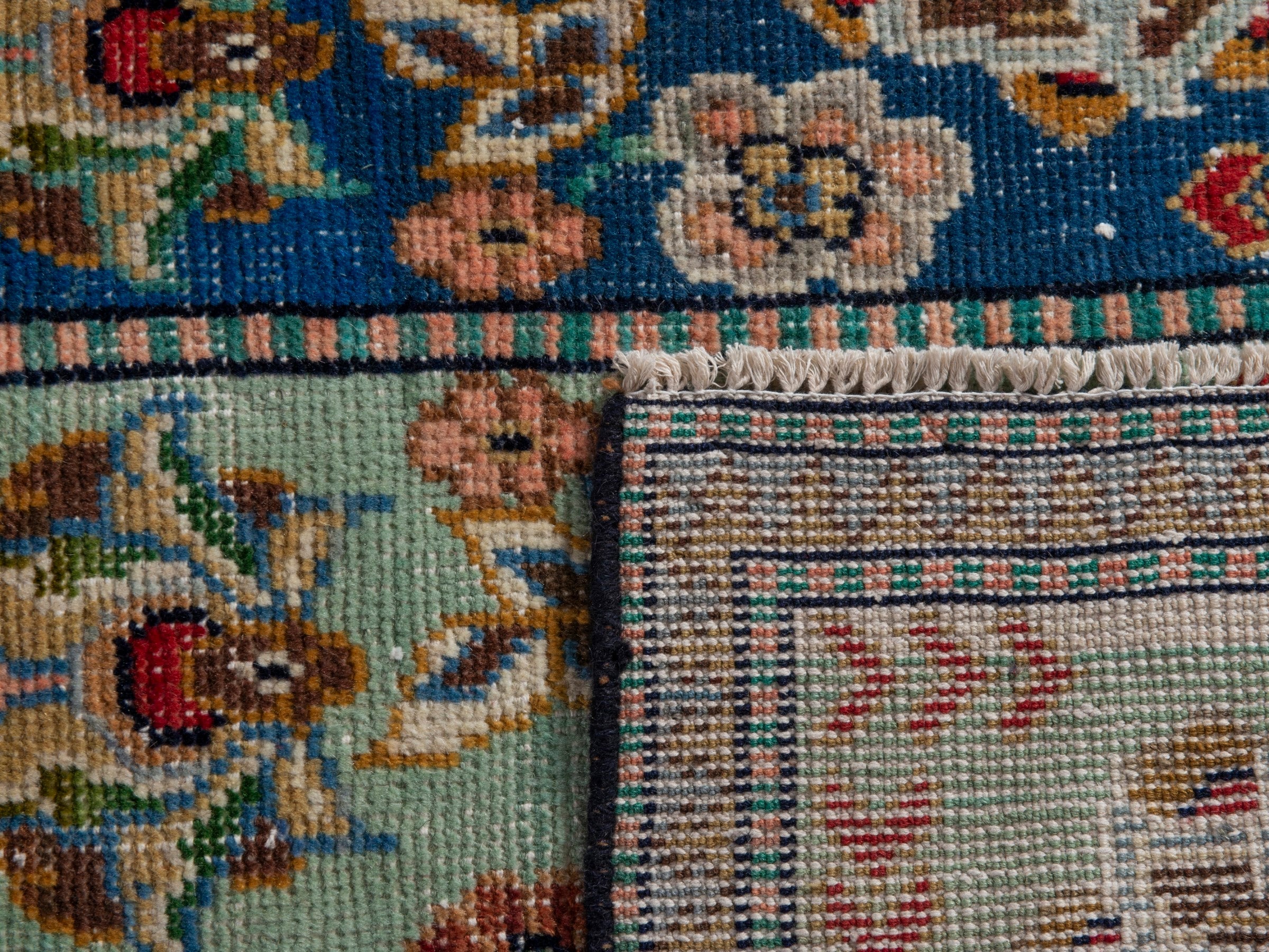Persian Shiraz accent rug in navy and celadon, view 18 of 18