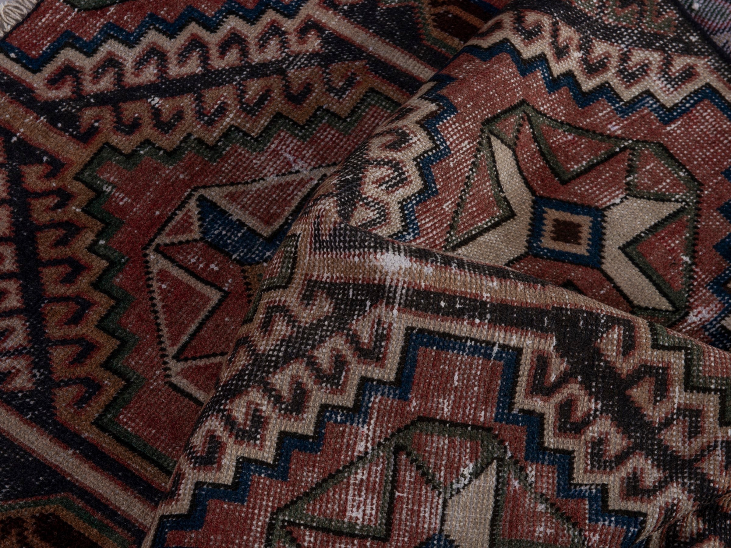 Persian Shiraz runner rug in terracotta and rust, view 15 of 19