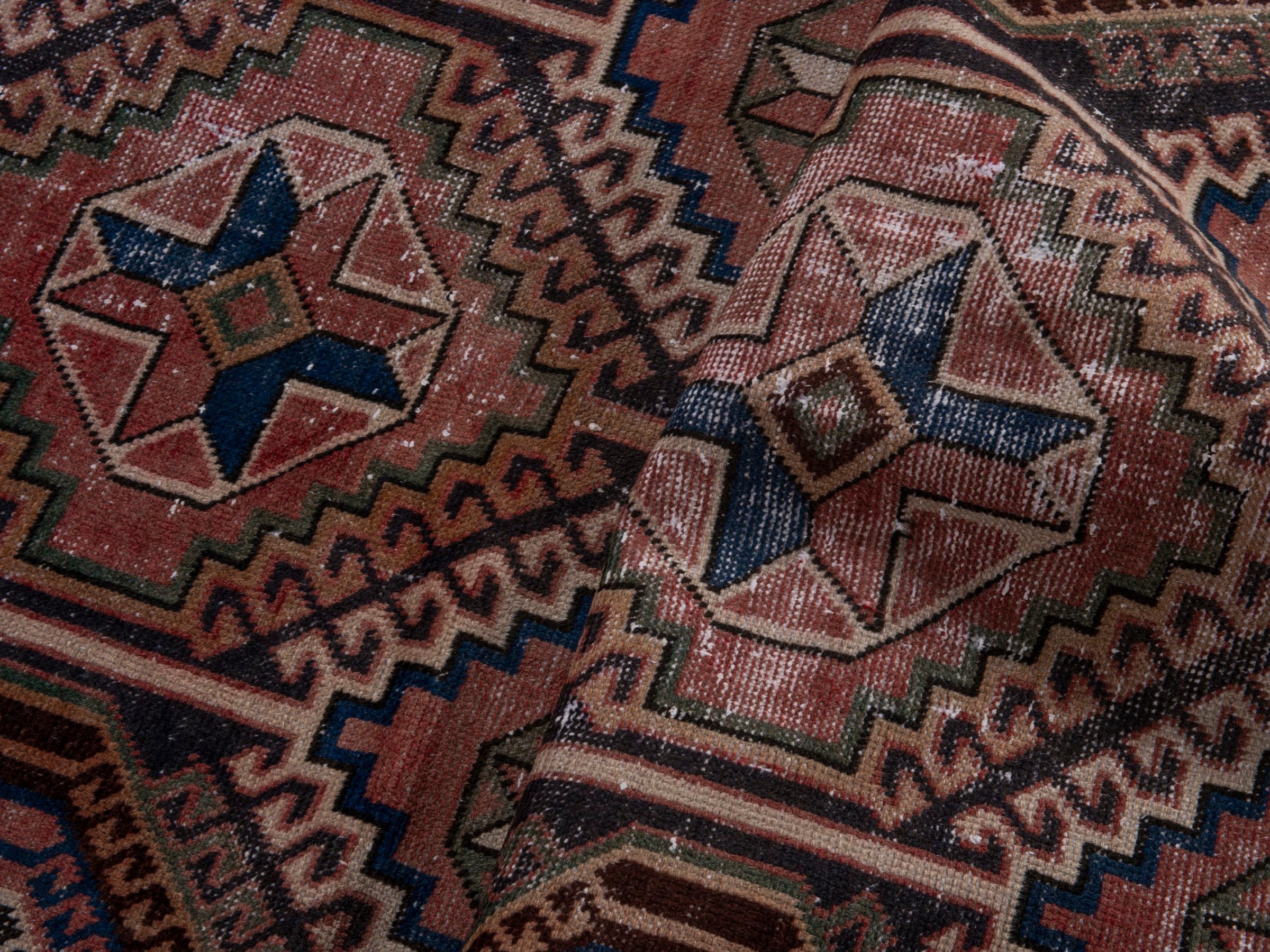 Persian Shiraz runner rug in terracotta and rust, view 18 of 19