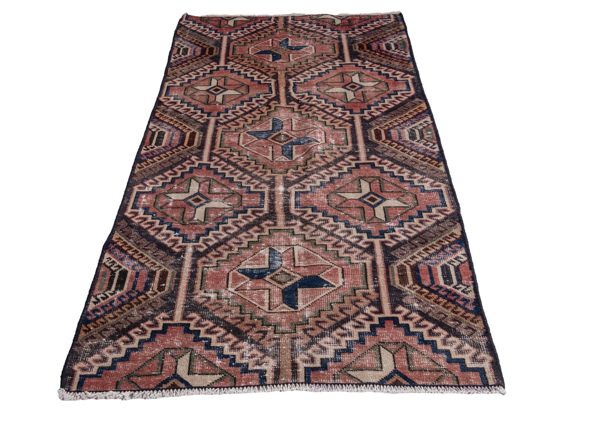 Persian Shiraz runner rug in terracotta and rust, view 2 of 19