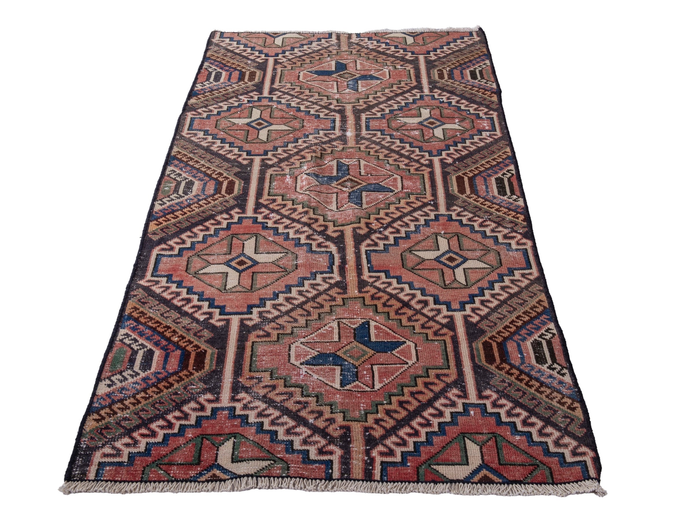 Persian Shiraz runner rug in terracotta and rust, view 3 of 19