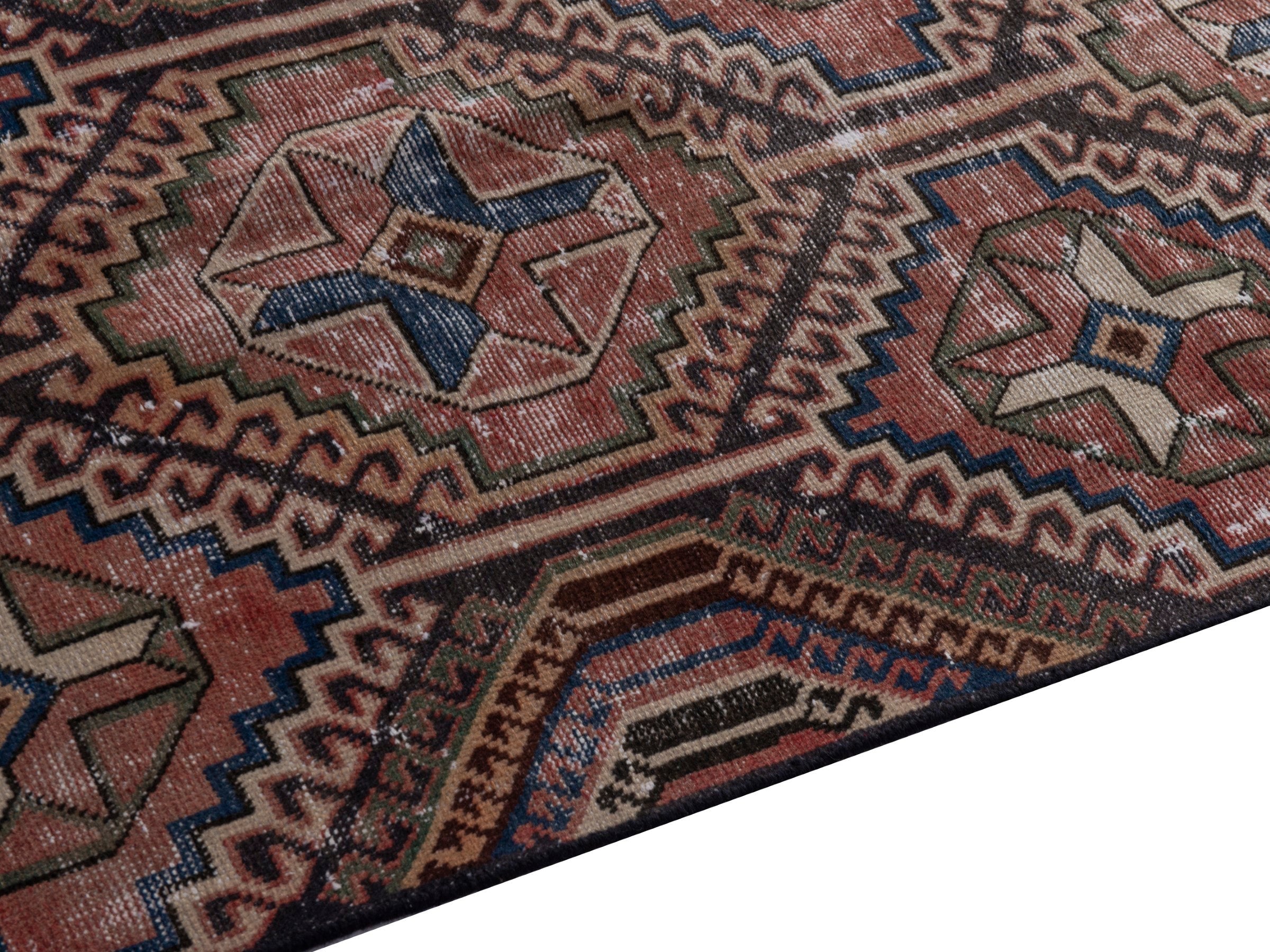 Persian Shiraz runner rug in terracotta and rust, view 8 of 19