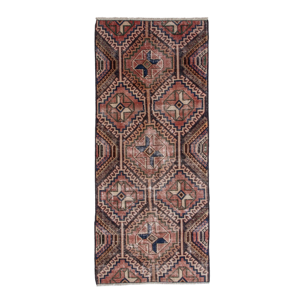 Persian Shiraz runner rug in terracotta and rust, 3'3" x 7'7"