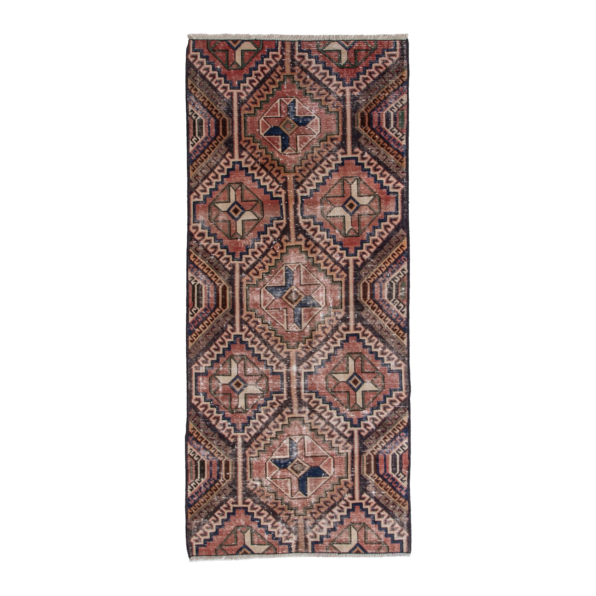Persian Shiraz runner rug in terracotta and rust, 3'3" x 7'7"