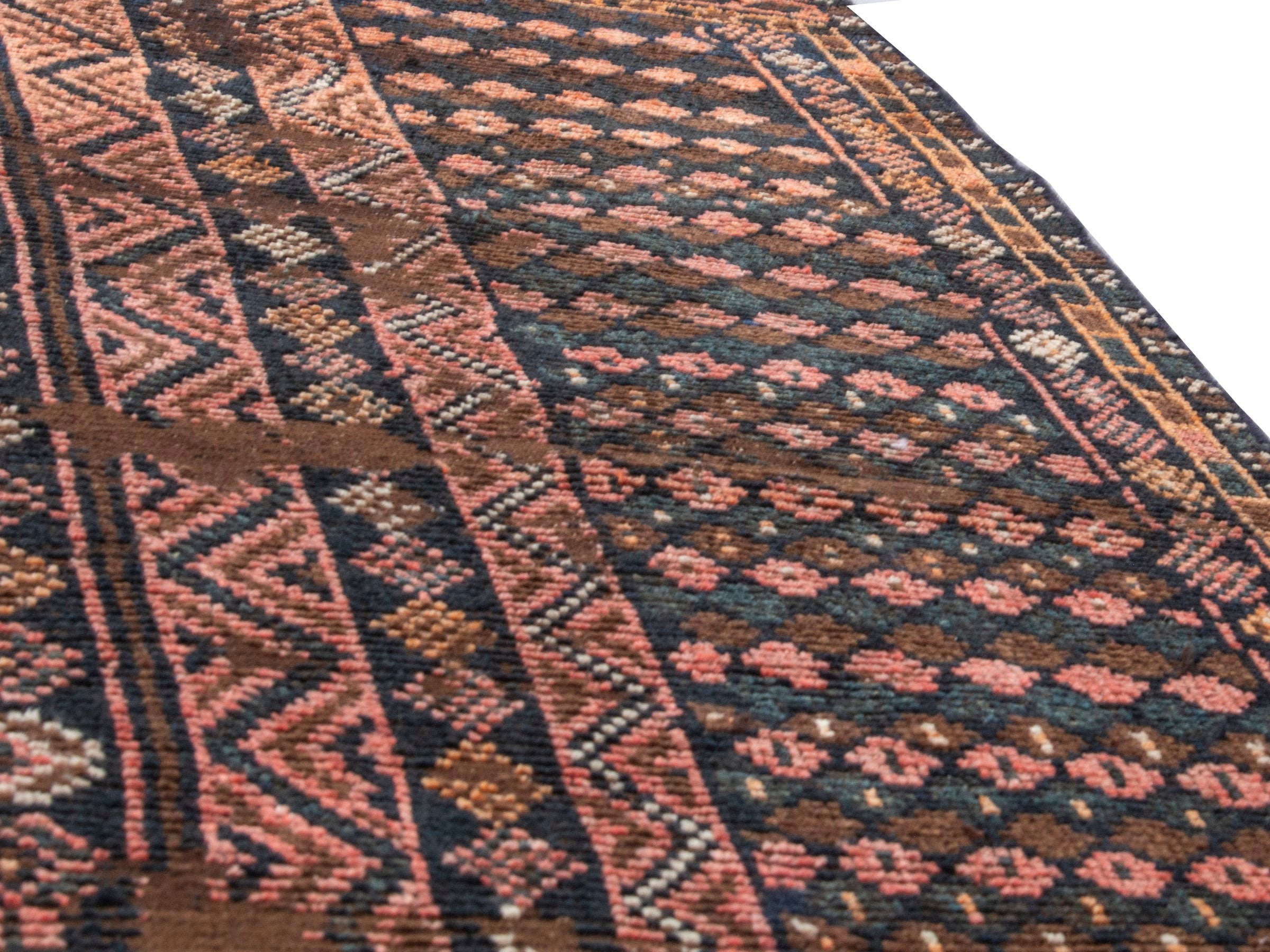 Persian Shiraz runner rug in dark brown and terracotta, view 9 of 17