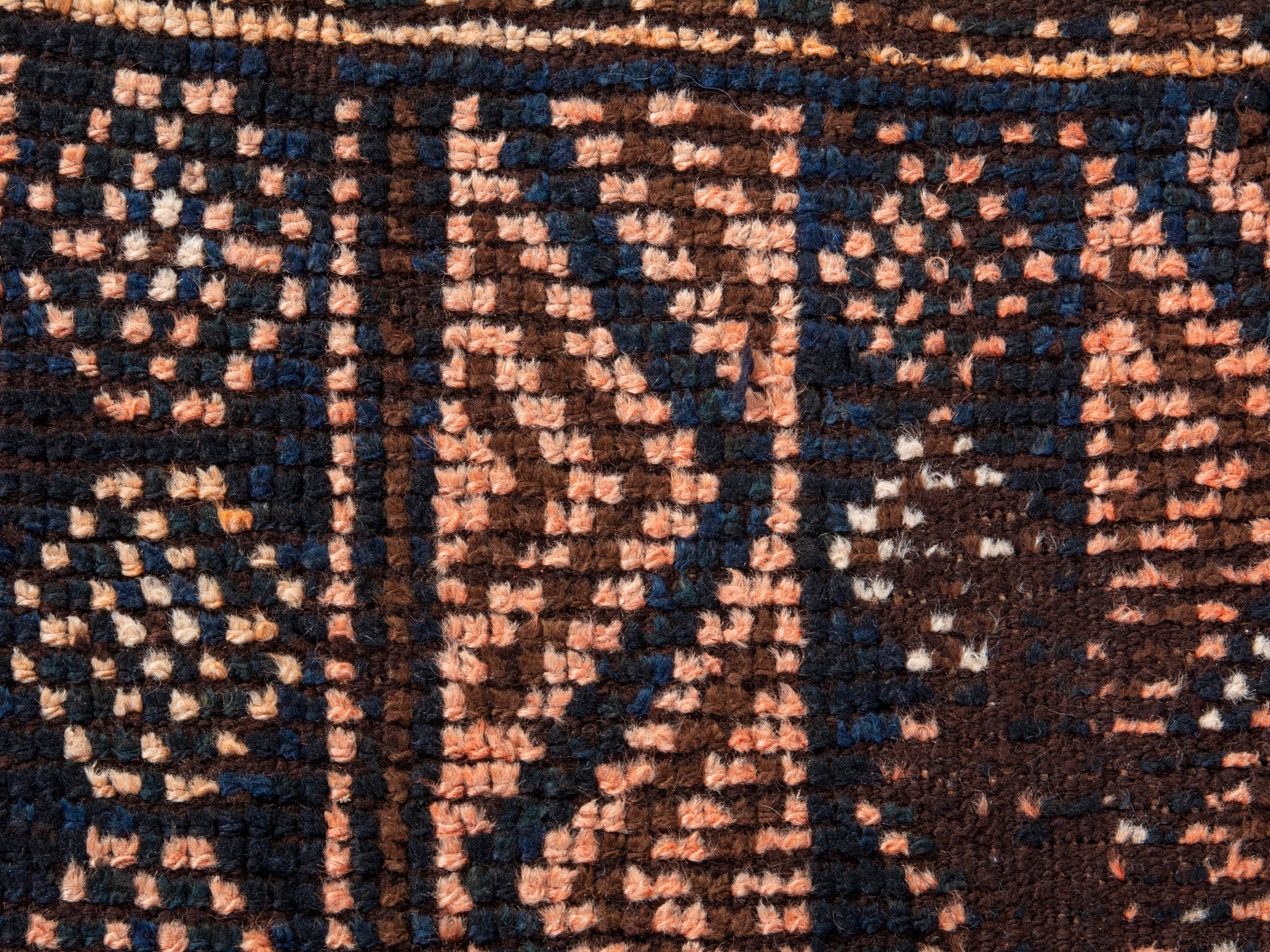 Persian Shiraz runner rug in dark brown and terracotta, view 13 of 17