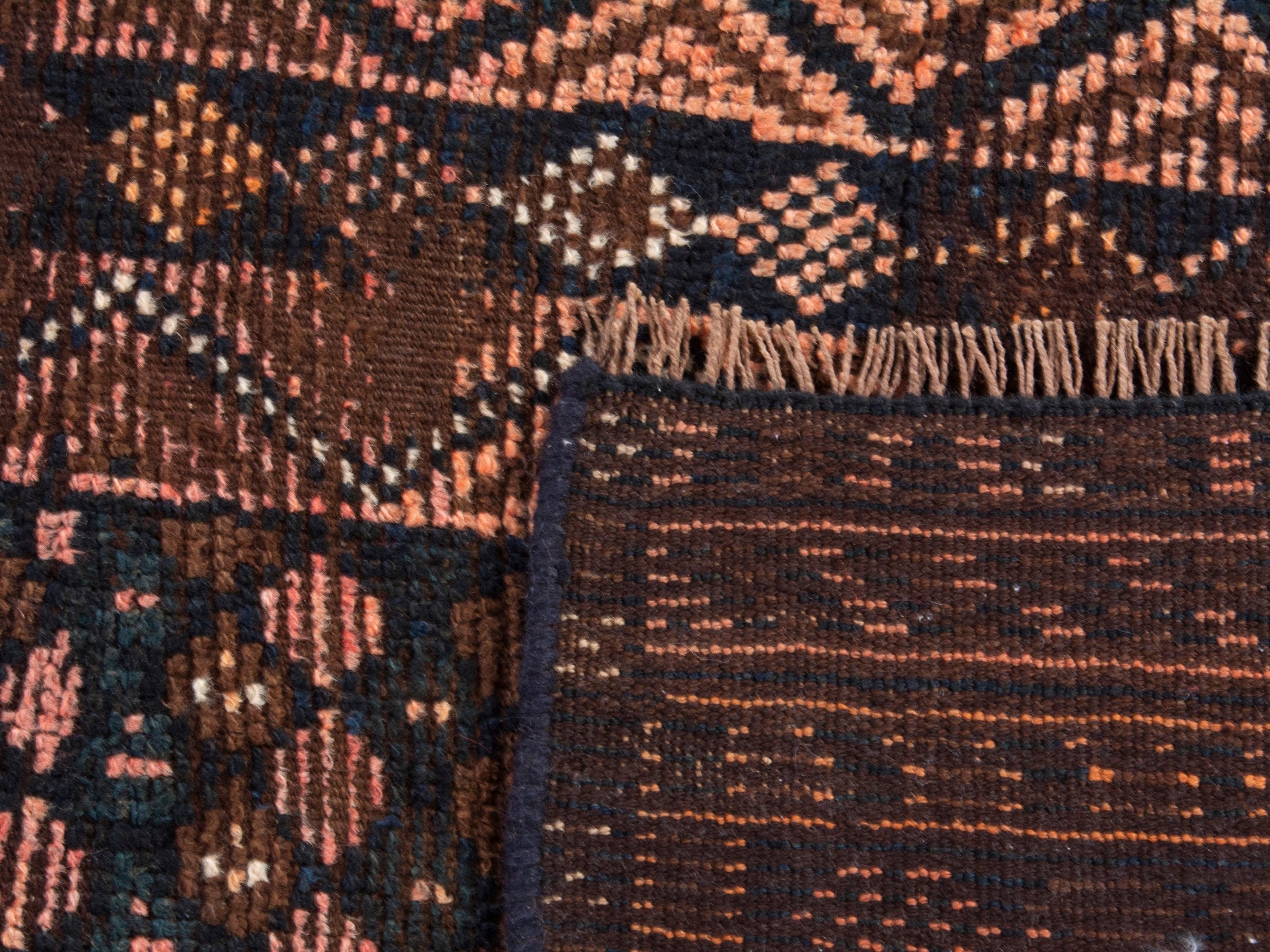 Persian Shiraz runner rug in dark brown and terracotta, view 17 of 17