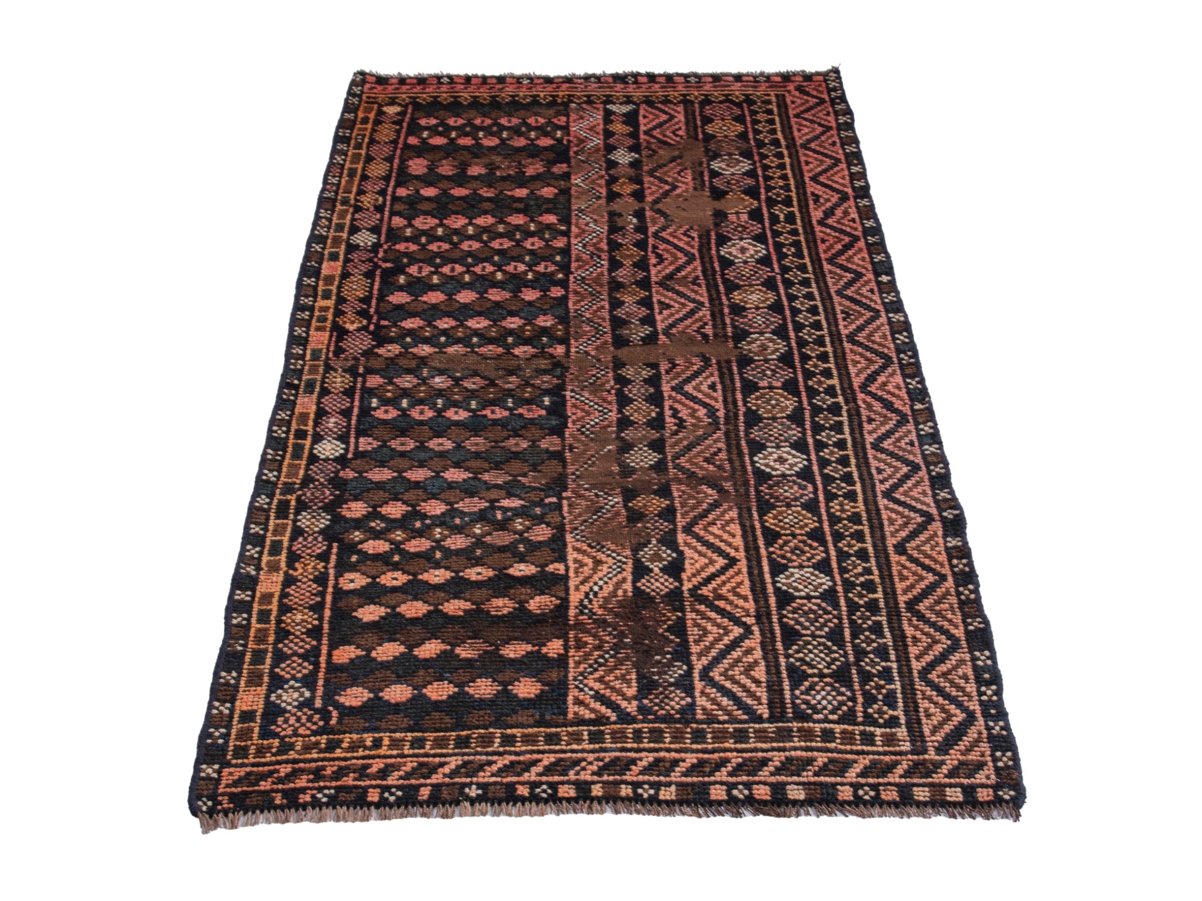 Persian Shiraz runner rug in dark brown and terracotta, view 2 of 17