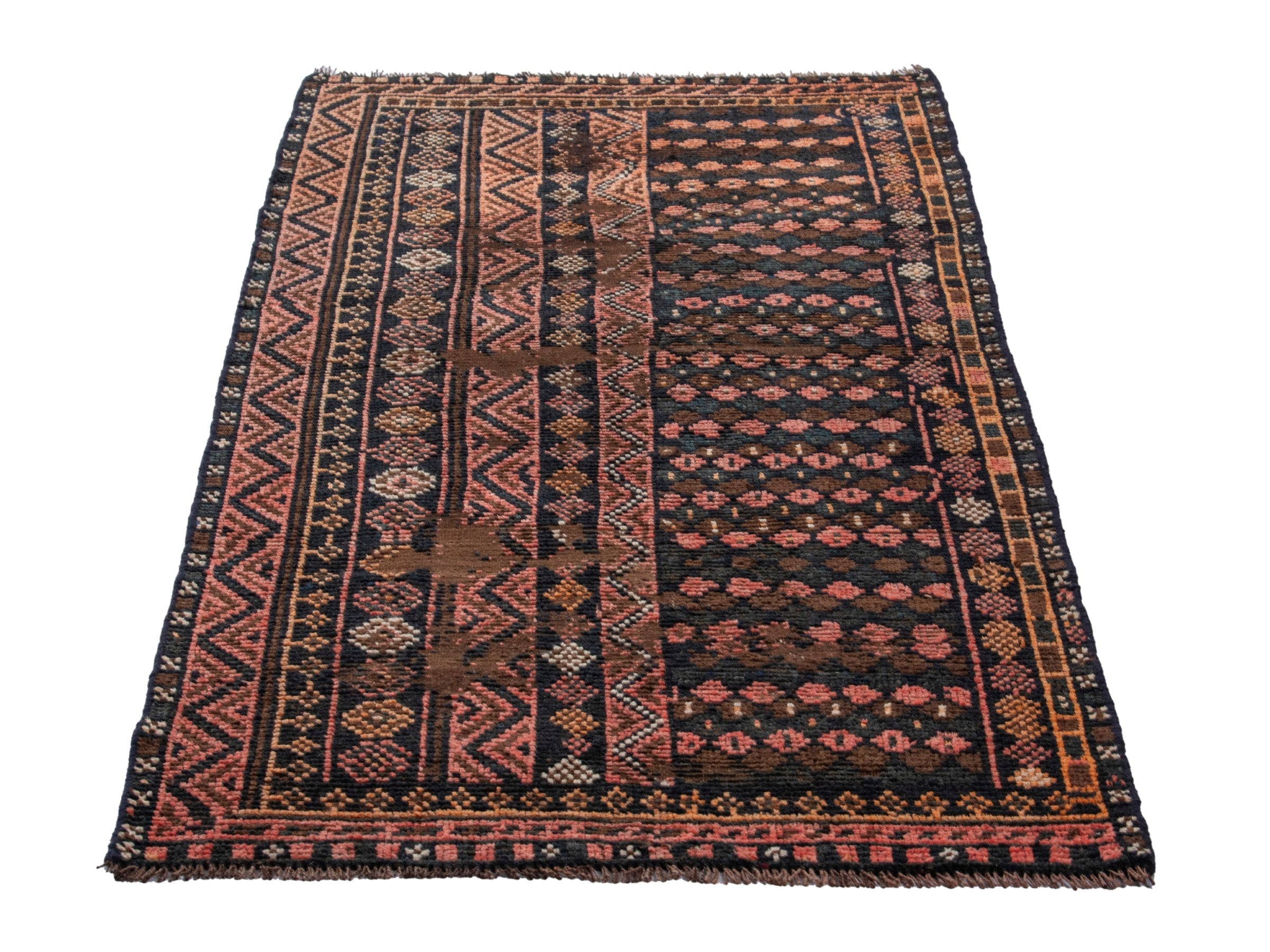 Persian Shiraz runner rug in dark brown and terracotta, view 3 of 17