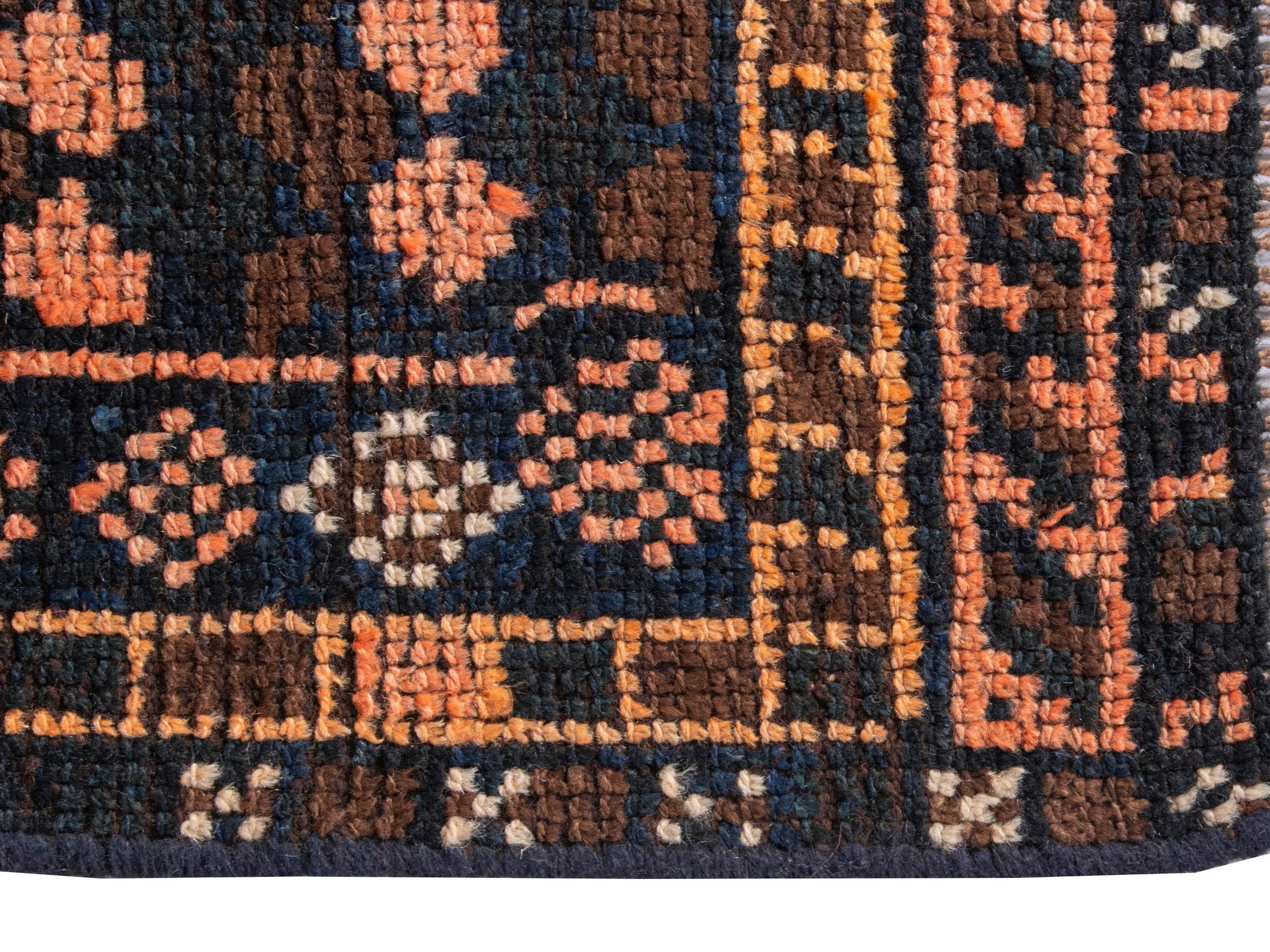Persian Shiraz runner rug in dark brown and terracotta, view 5 of 17