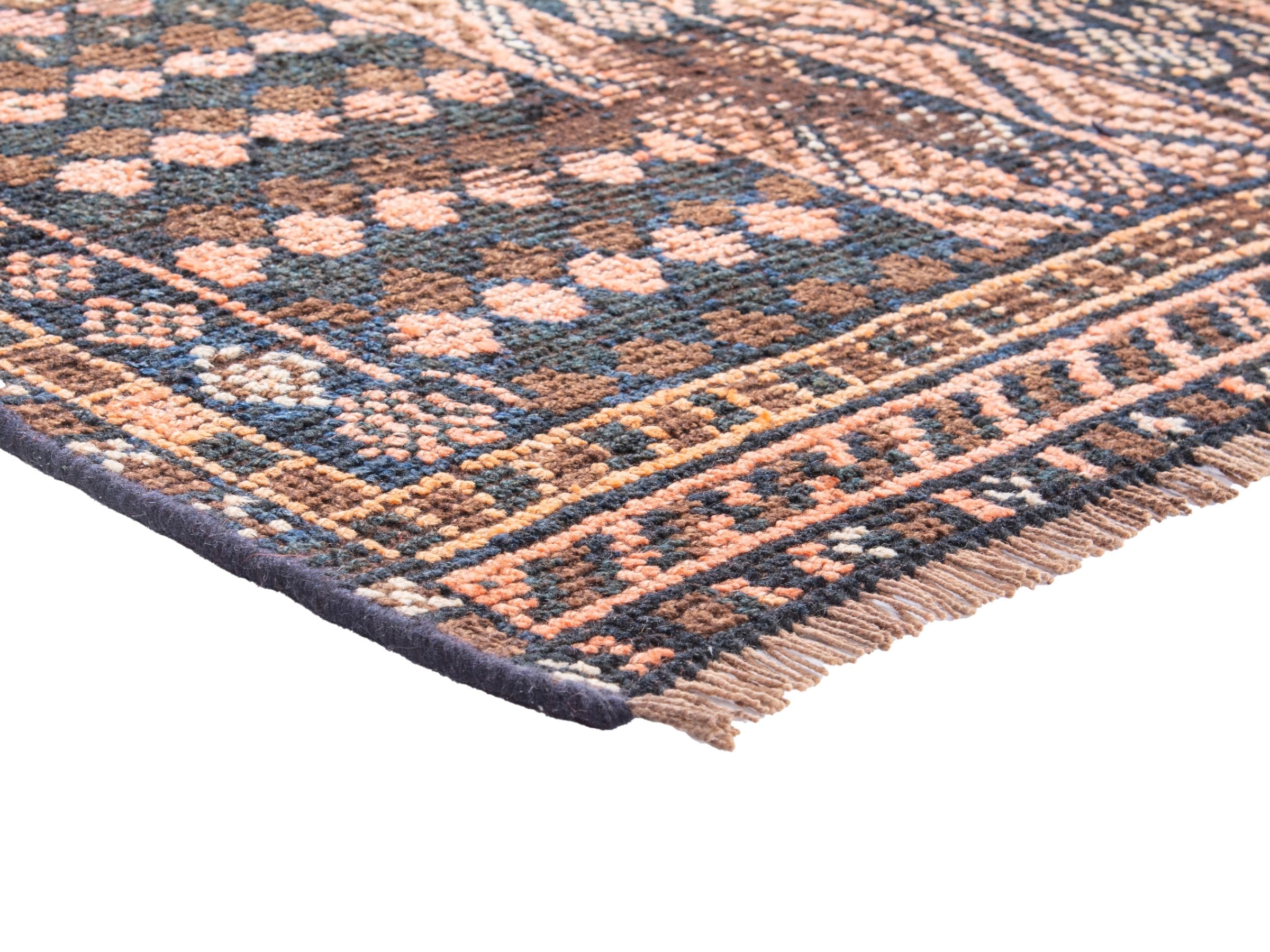 Persian Shiraz runner rug in dark brown and terracotta, view 6 of 17