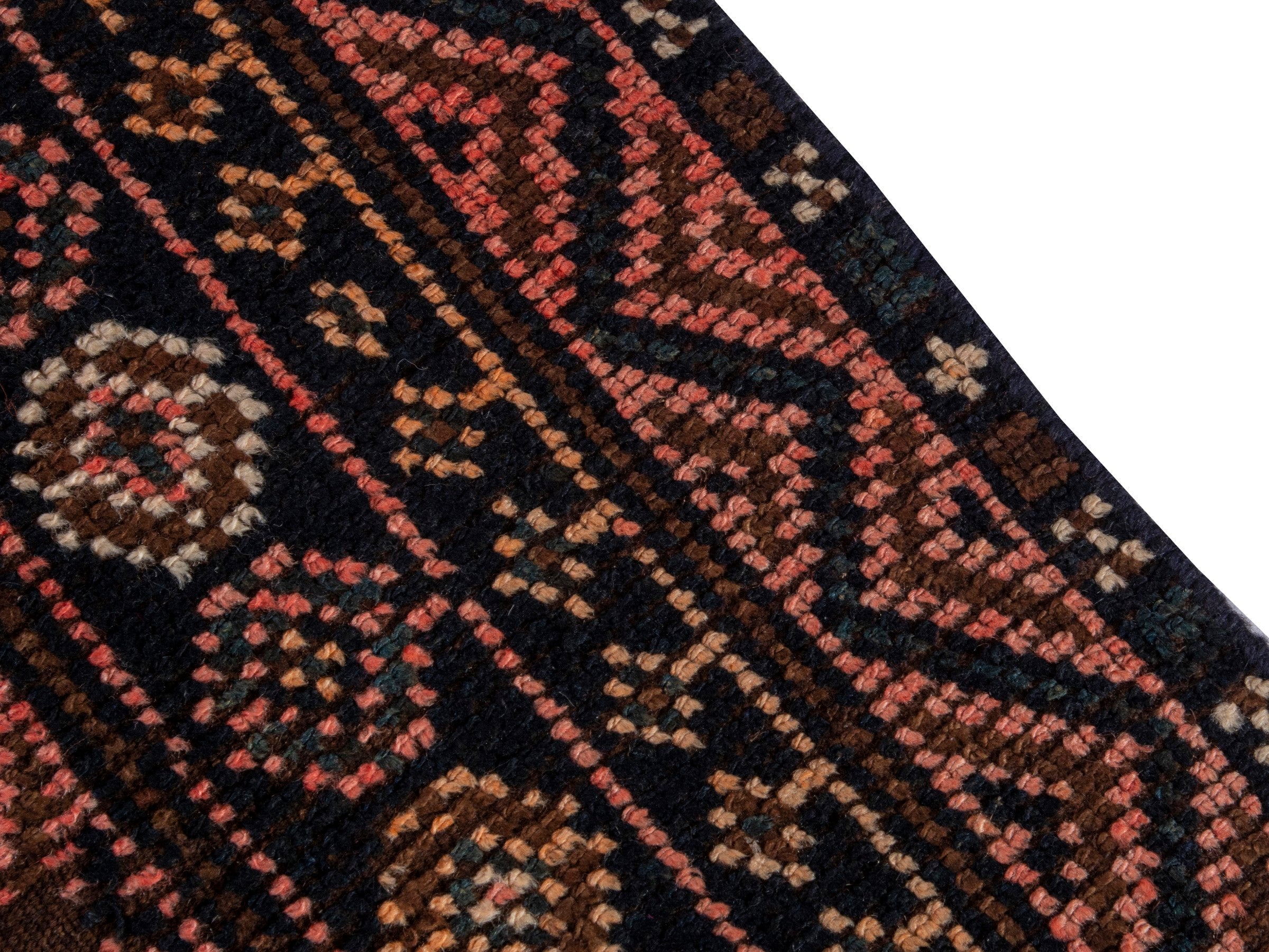 Persian Shiraz runner rug in dark brown and terracotta, view 7 of 17