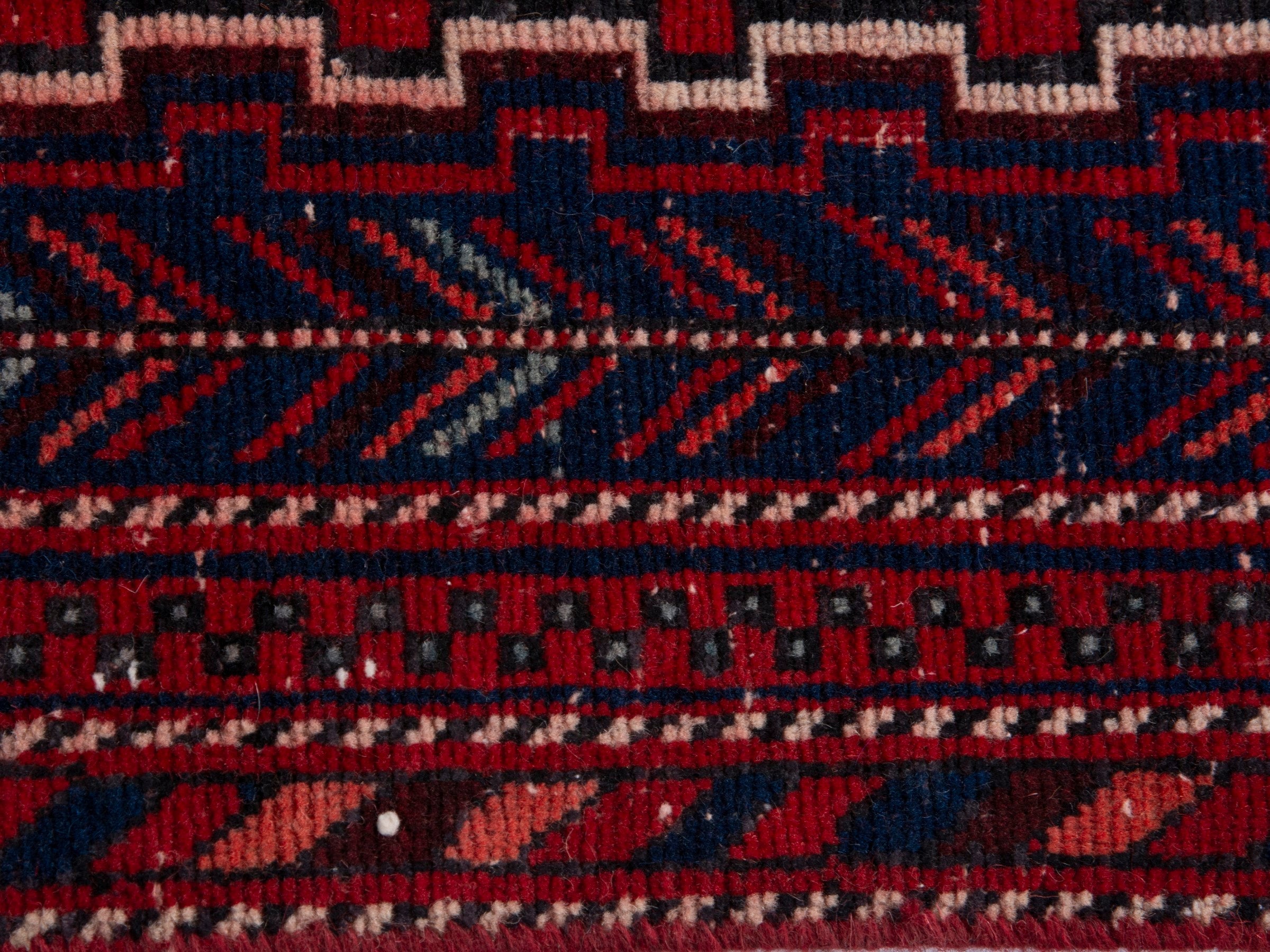 Persian Sirjan area rug in navy and deep red, view 14 of 19