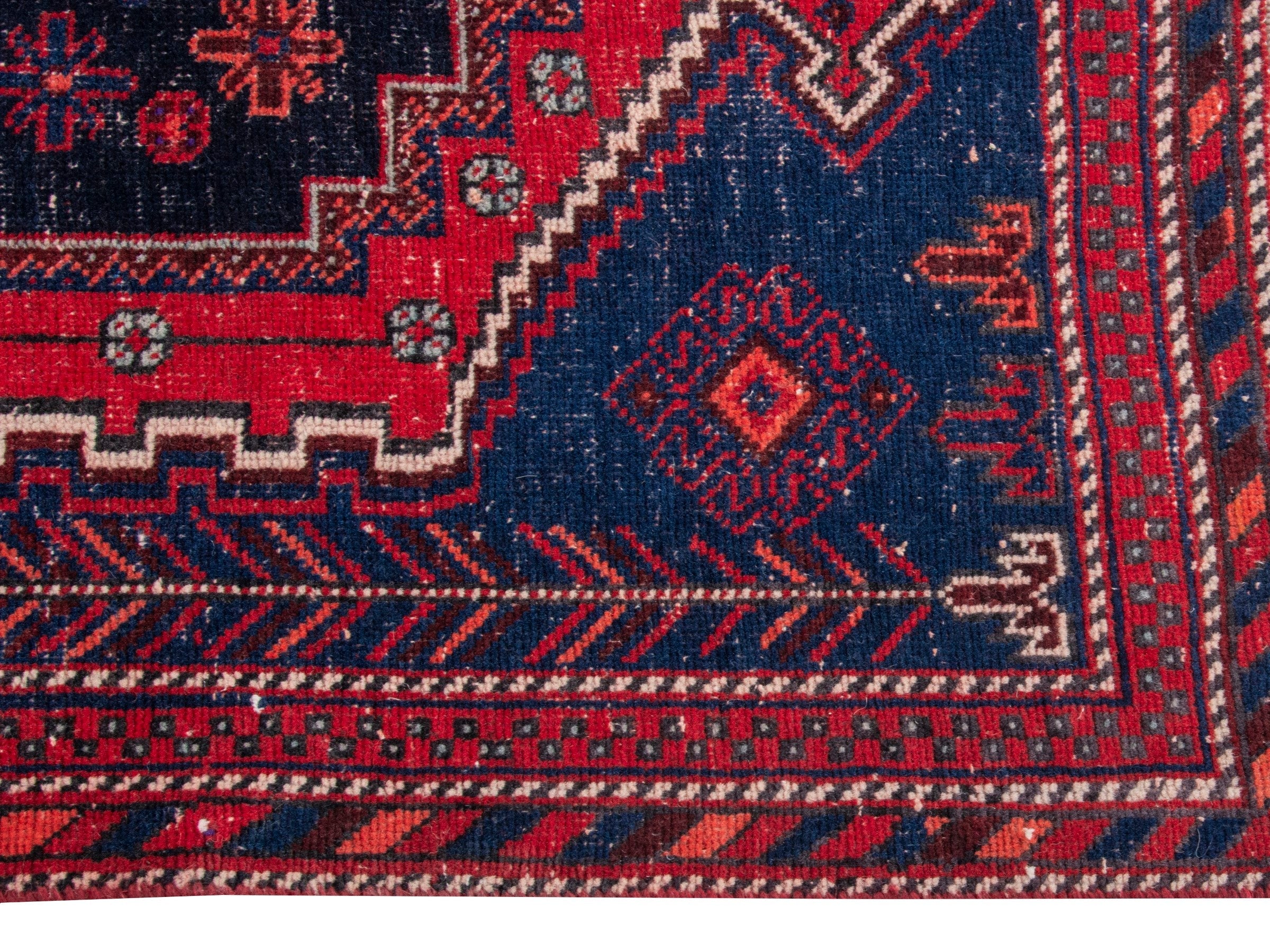 Persian Sirjan area rug in navy and deep red, view 5 of 19
