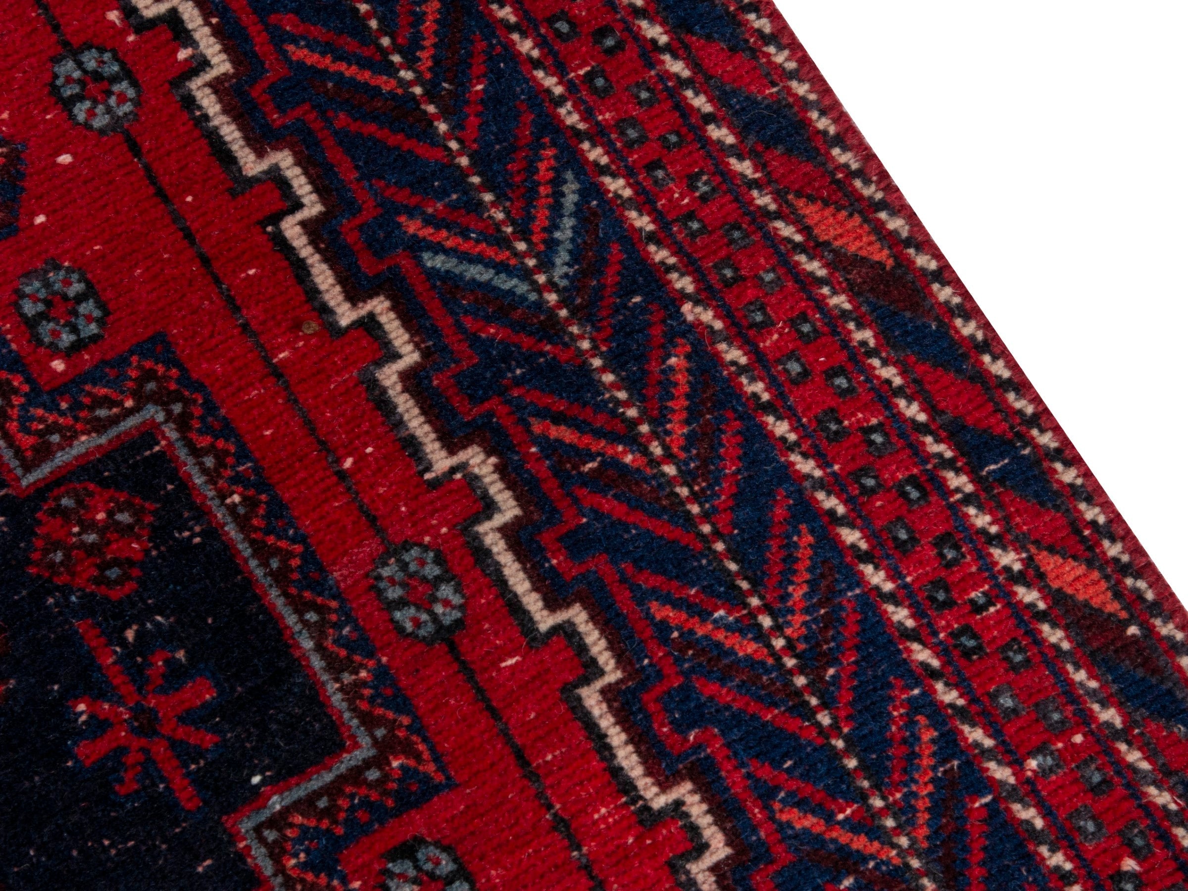 Persian Sirjan area rug in navy and deep red, view 7 of 19