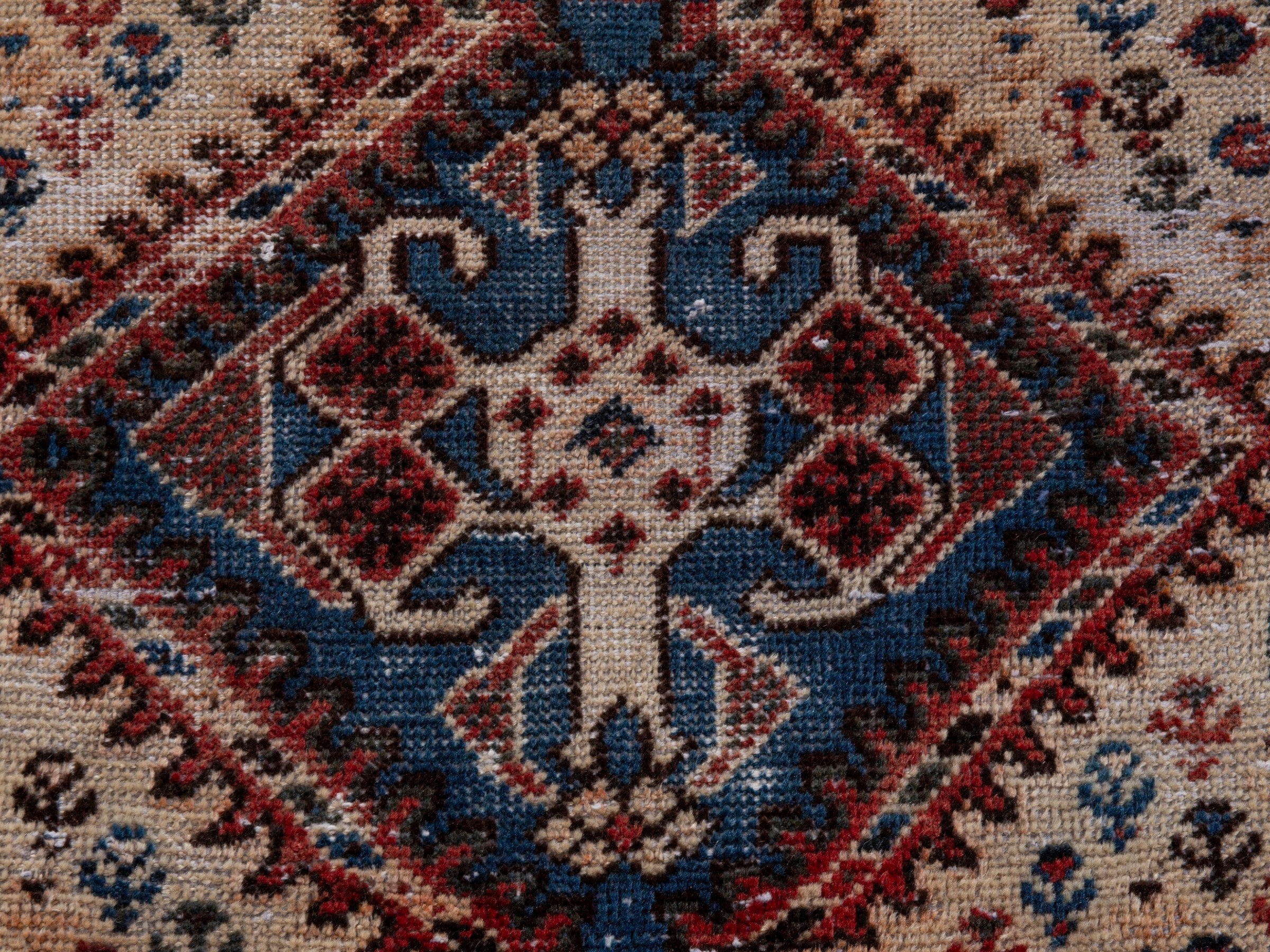 Persian Shiraz area rug in cream and burgundy, view 12 of 22