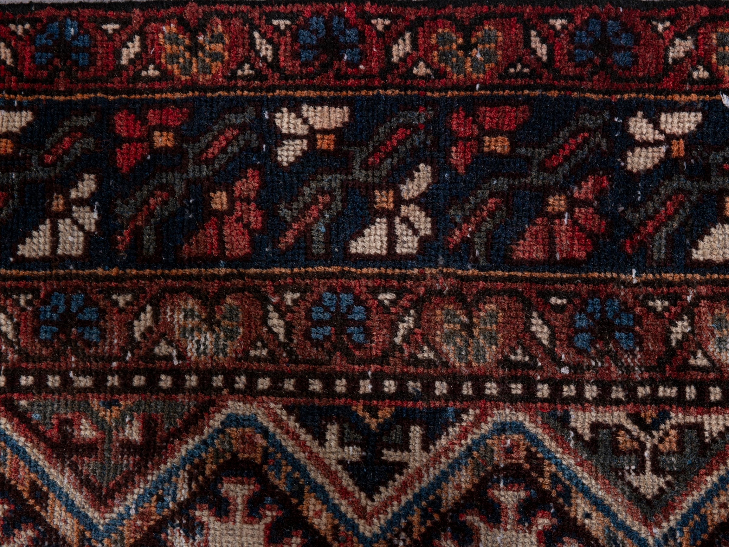 Persian Shiraz area rug in cream and burgundy, view 14 of 22