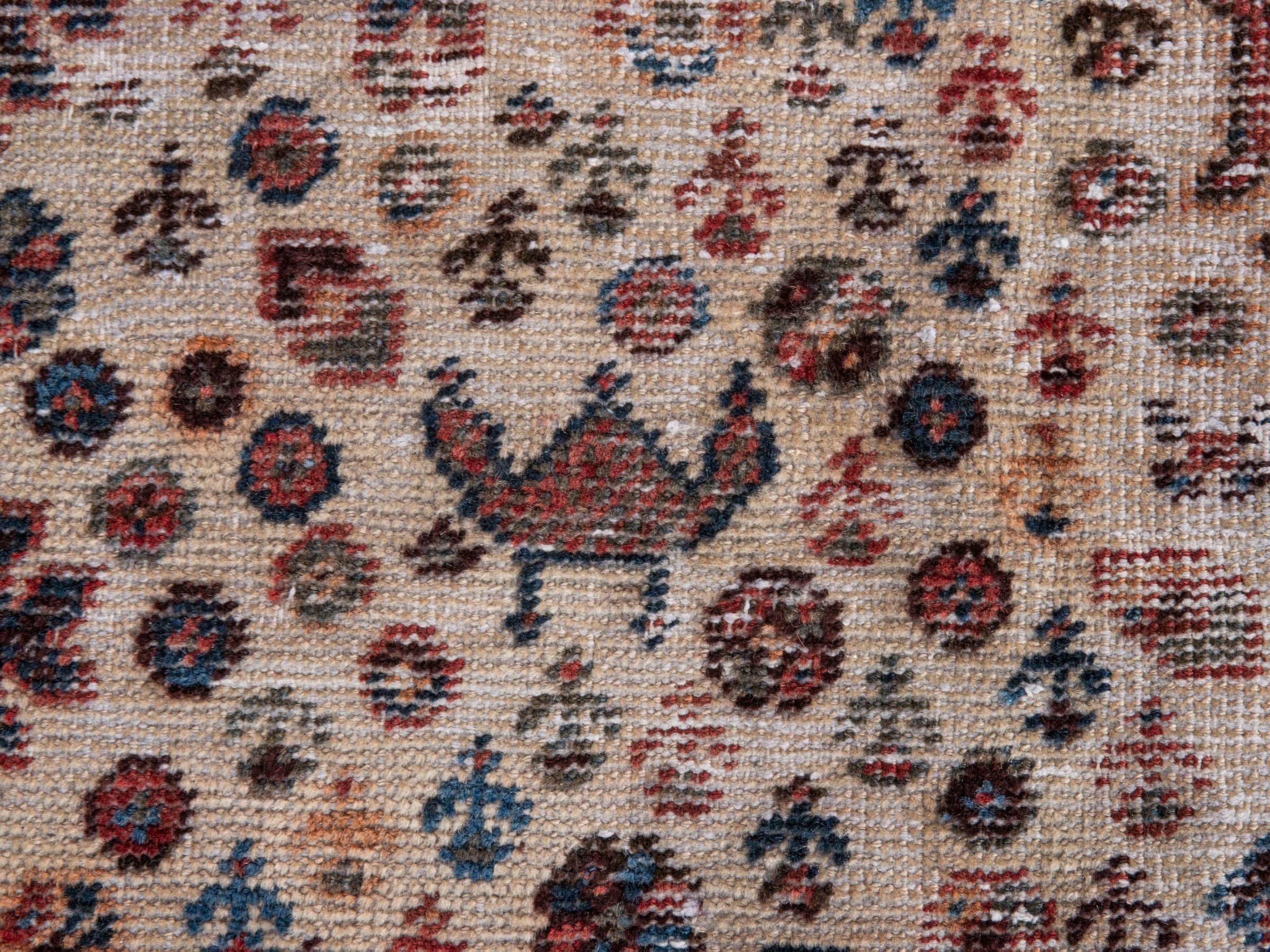 Persian Shiraz area rug in cream and burgundy, view 15 of 22