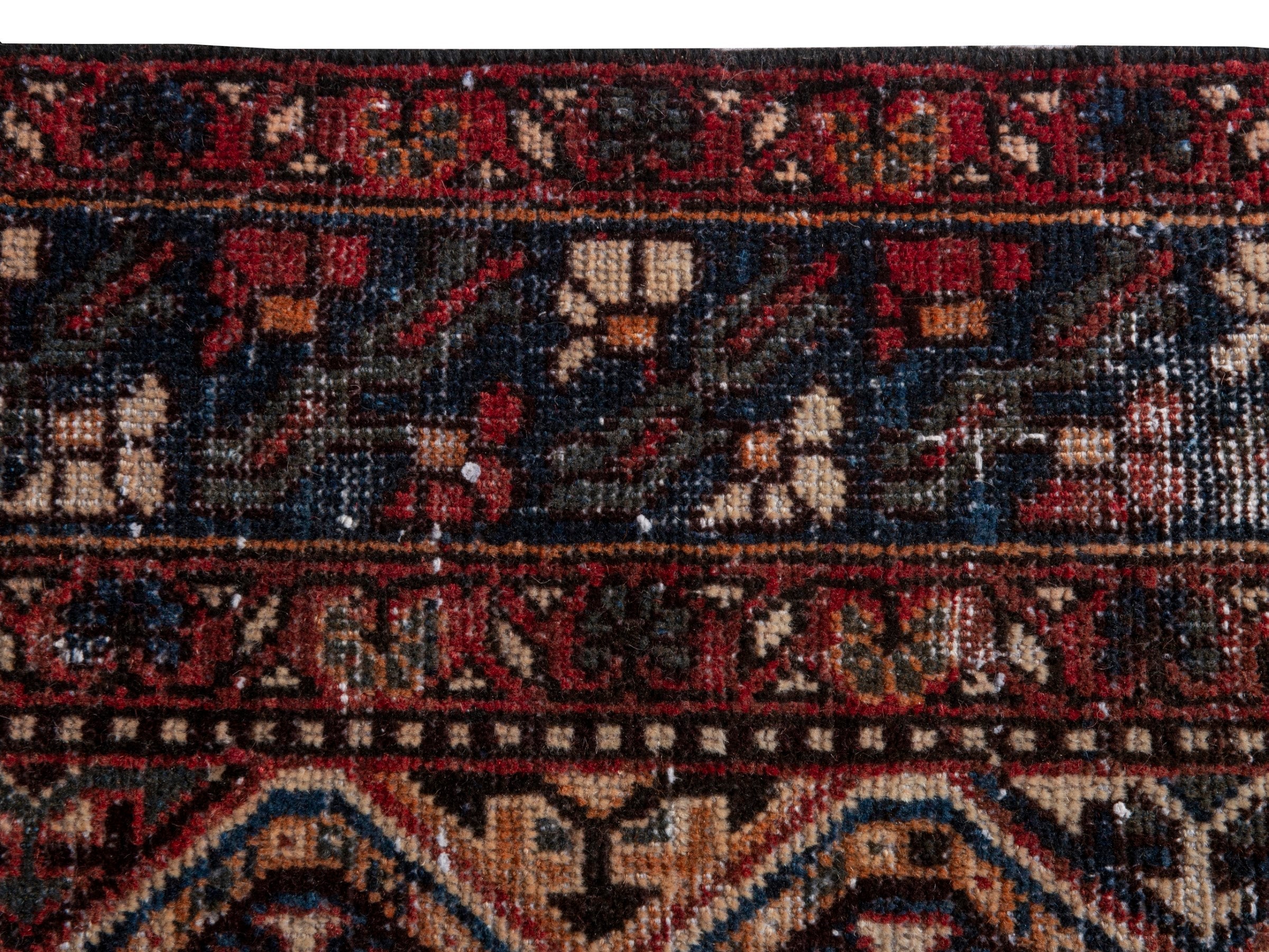Persian Shiraz area rug in cream and burgundy, view 16 of 22