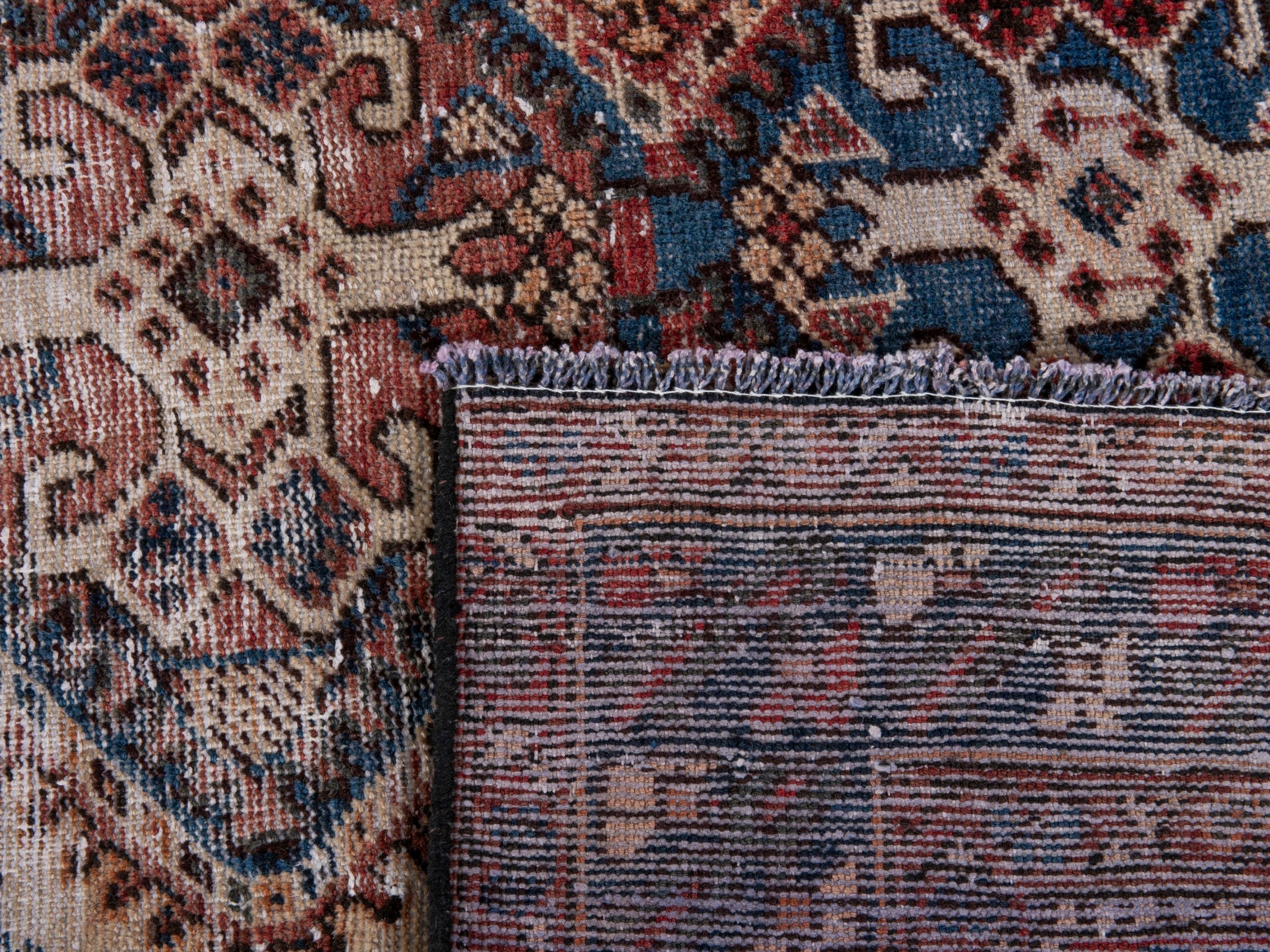 Persian Shiraz area rug in cream and burgundy, view 22 of 22