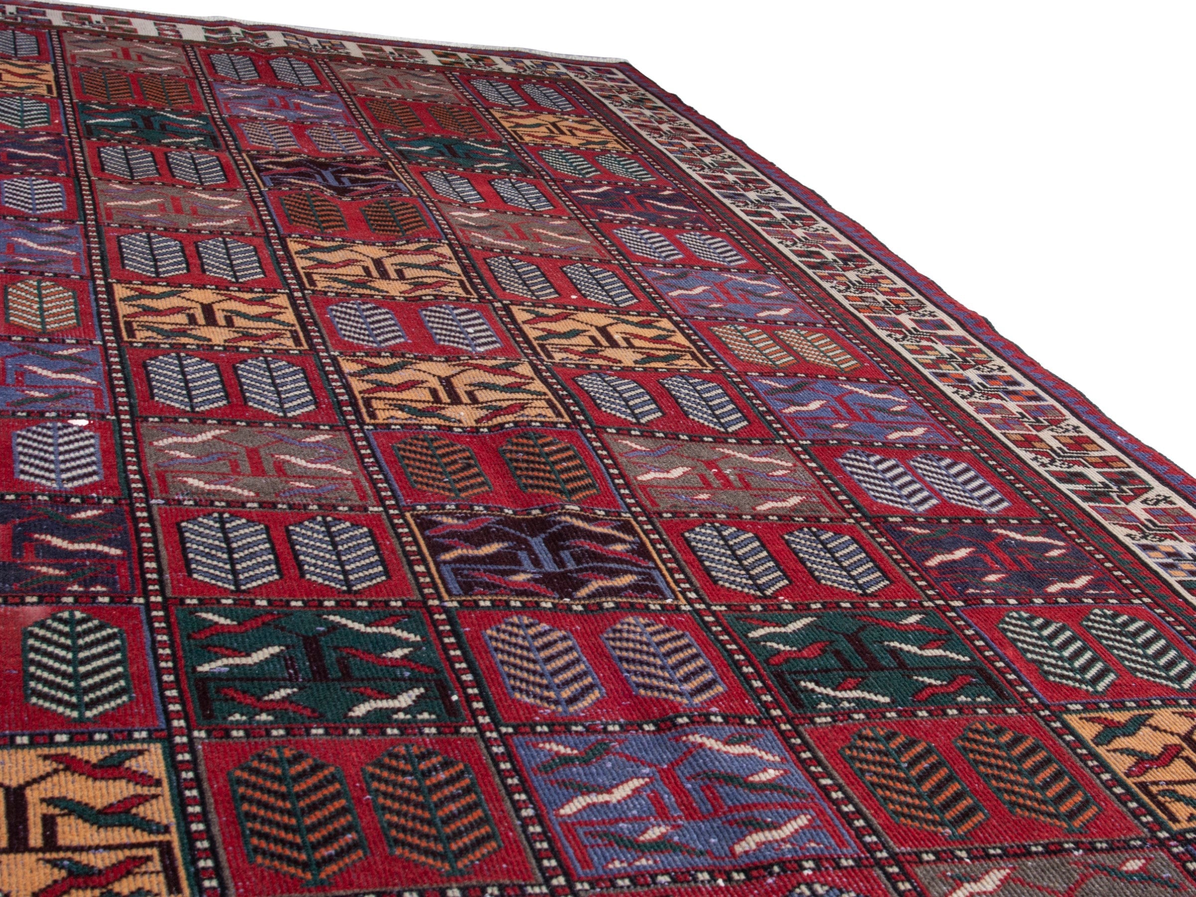 Persian Bakhtiari area rug in burgundy and deep red, view 10 of 18