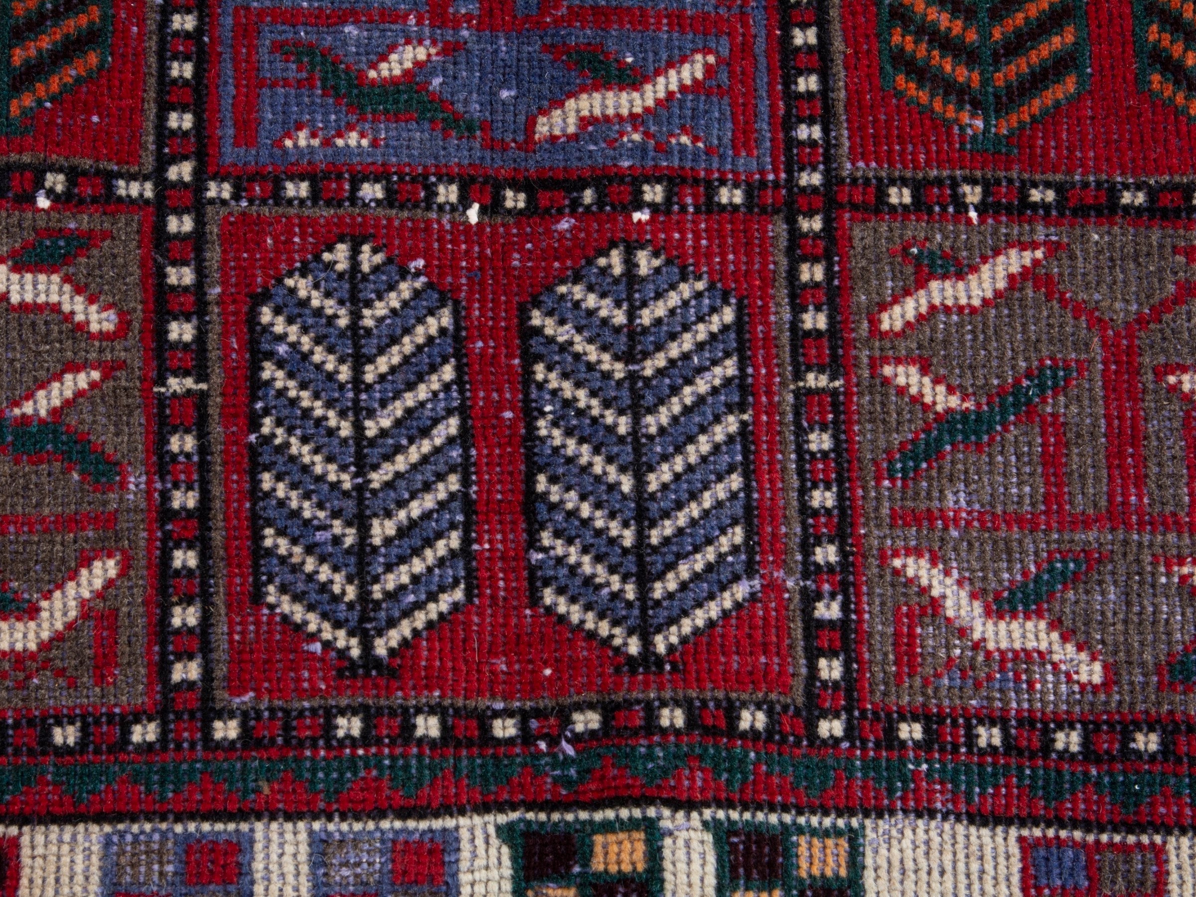 Persian Bakhtiari area rug in burgundy and deep red, view 11 of 18