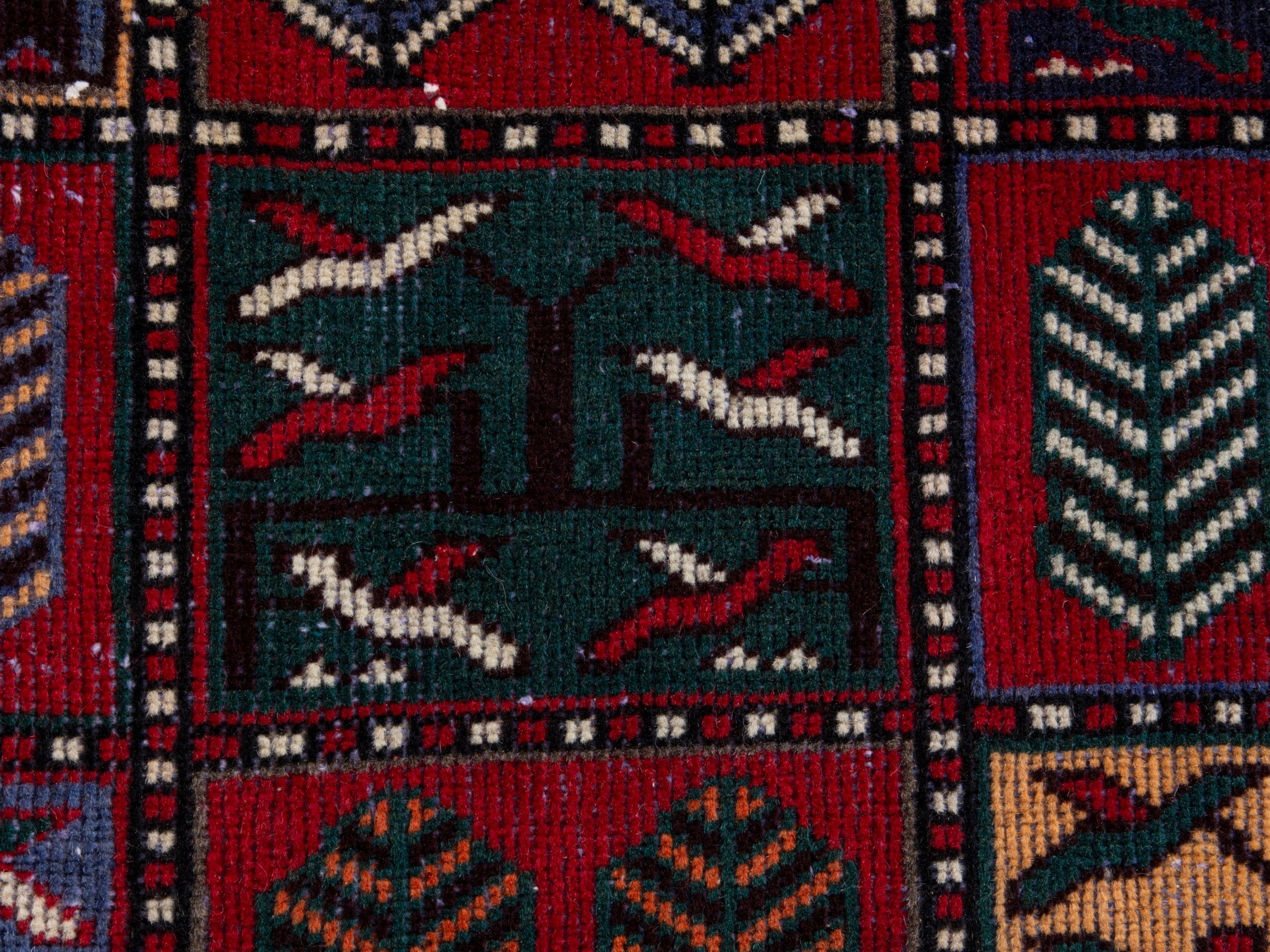 Persian Bakhtiari area rug in burgundy and deep red, view 12 of 18