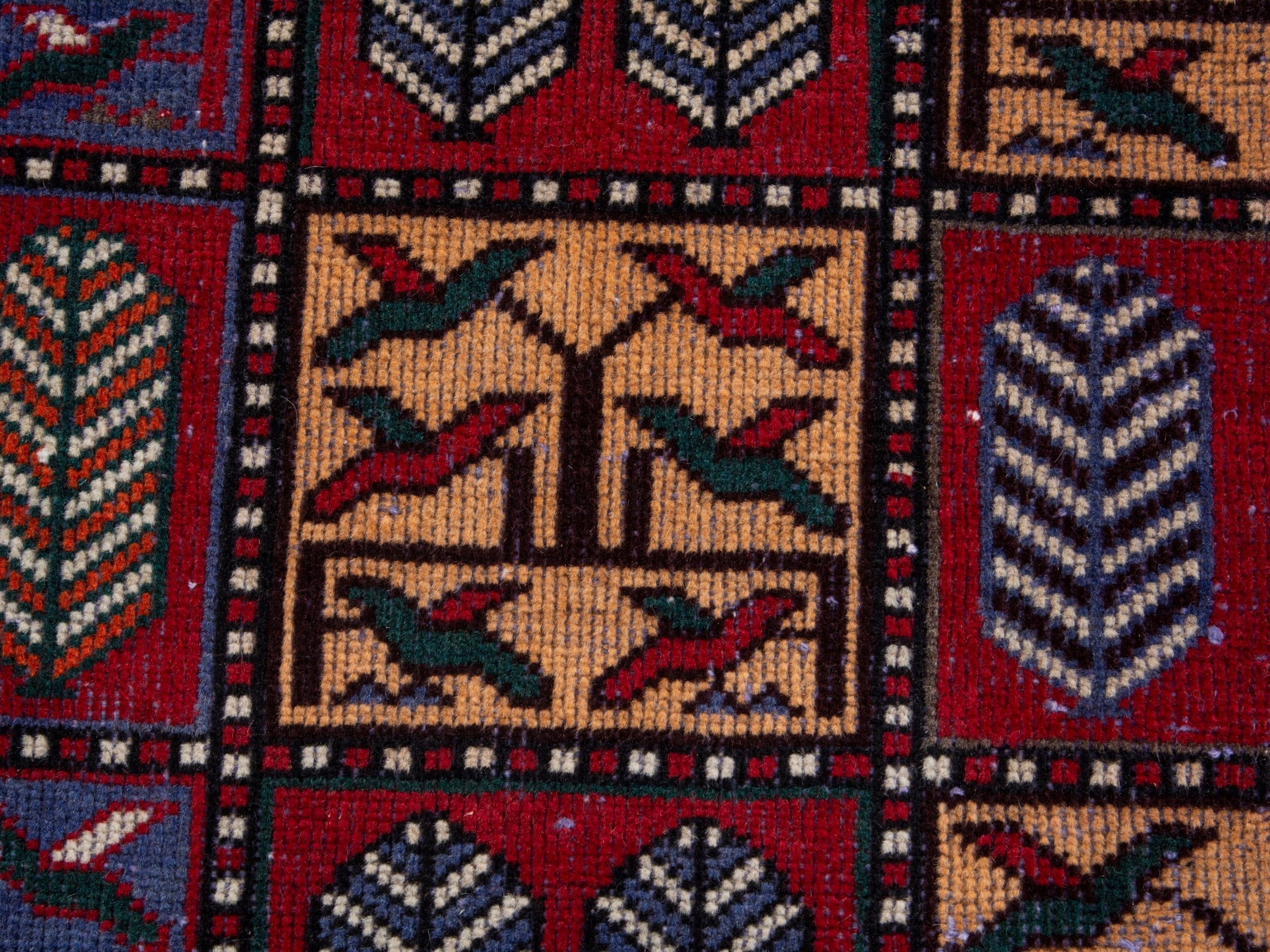 Persian Bakhtiari area rug in burgundy and deep red, view 13 of 18