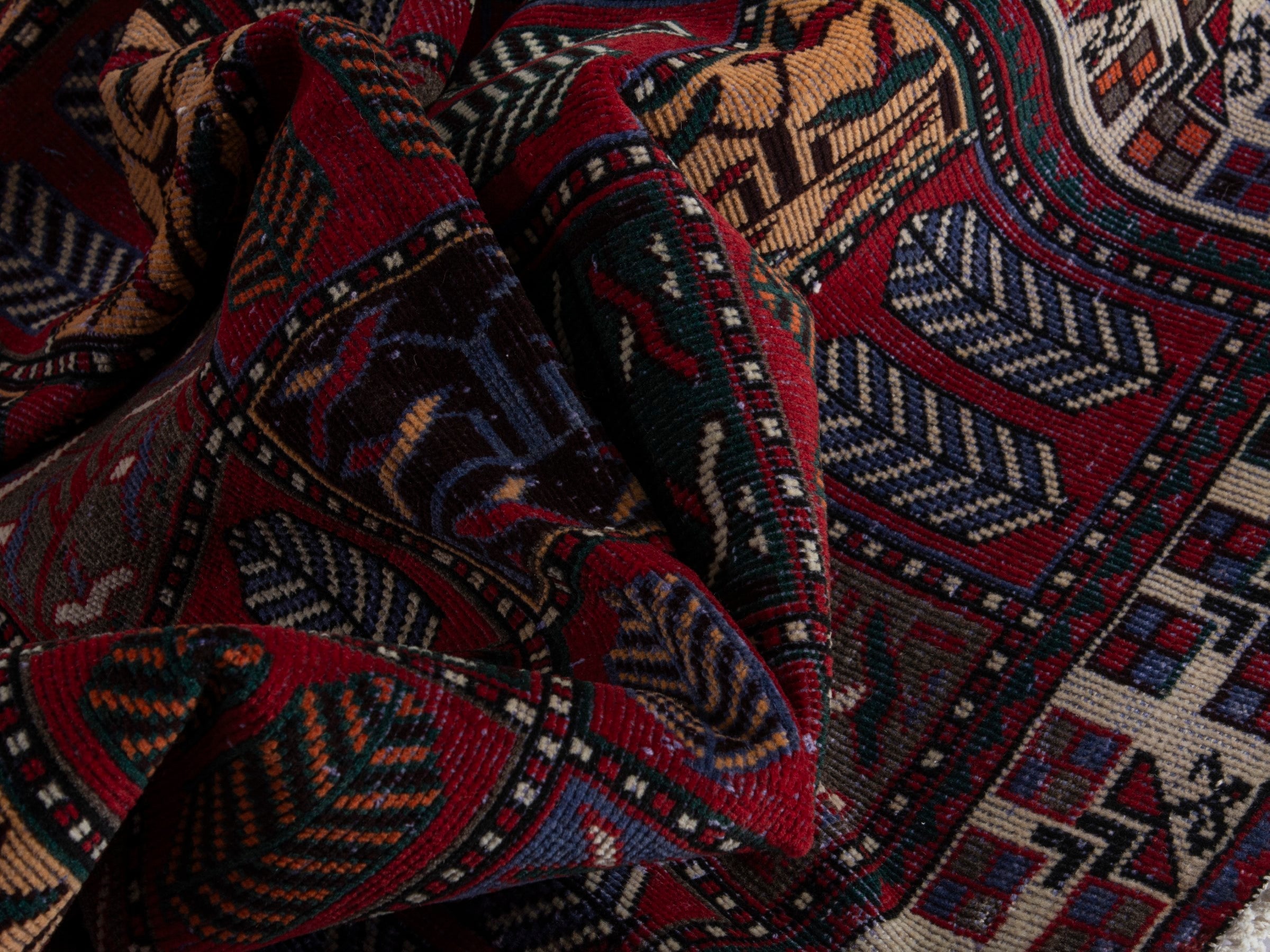 Persian Bakhtiari area rug in burgundy and deep red, view 15 of 18