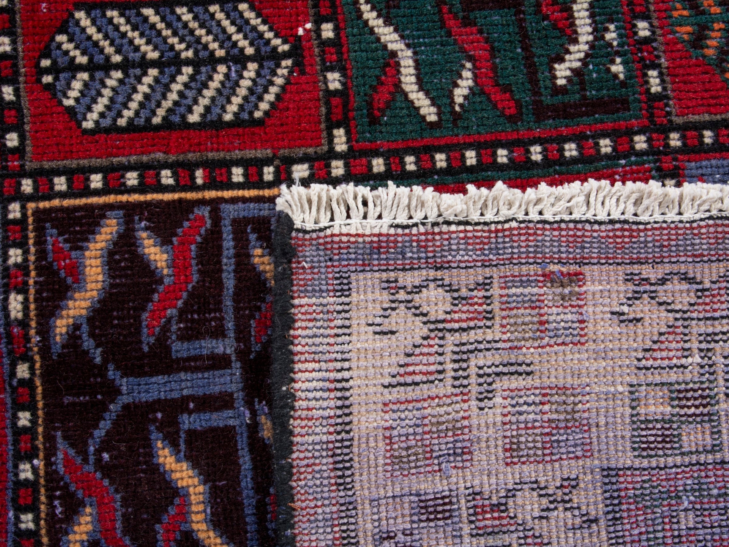 Persian Bakhtiari area rug in burgundy and deep red, view 18 of 18