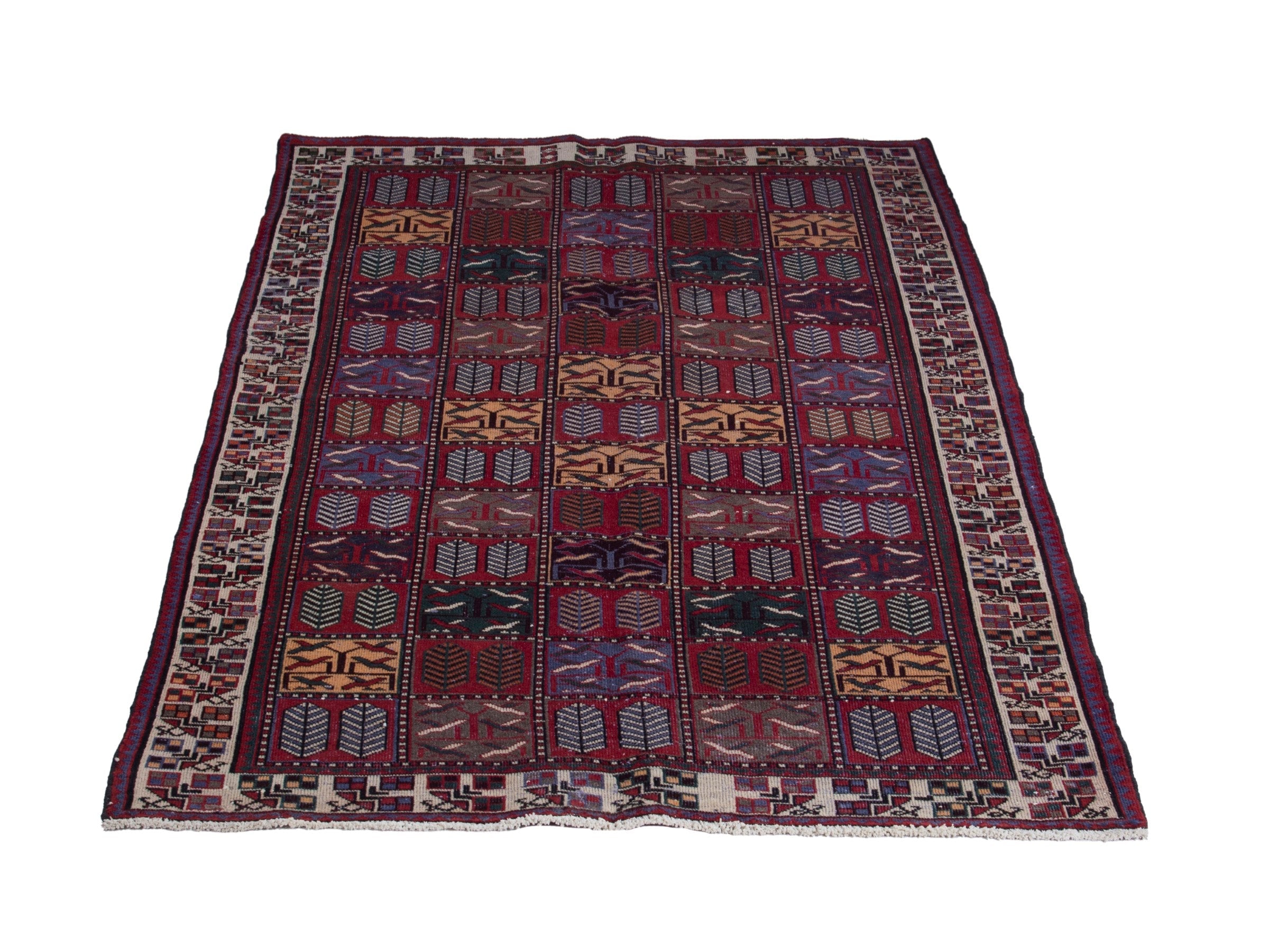 Persian Bakhtiari area rug in burgundy and deep red, view 2 of 18
