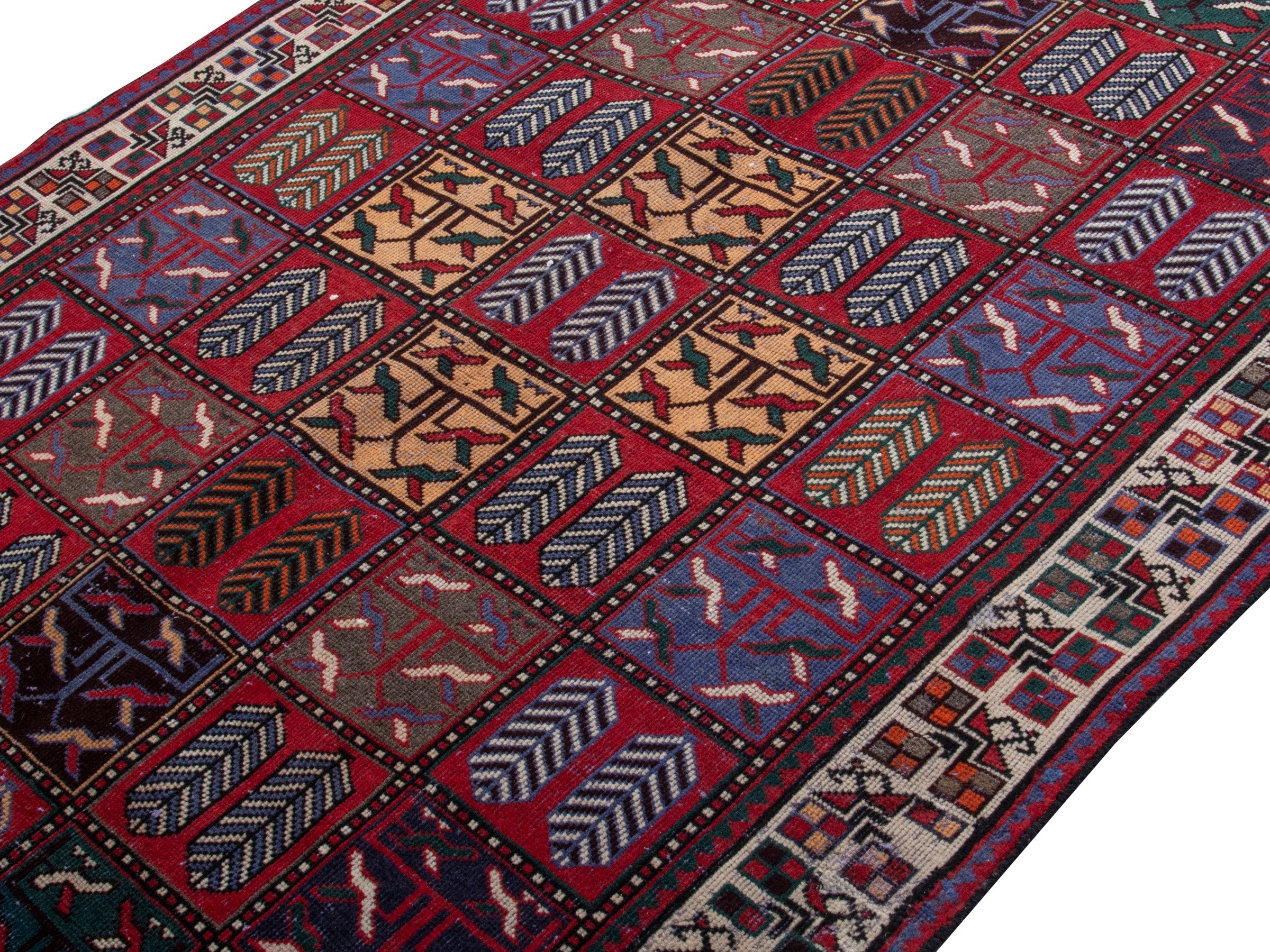 Persian Bakhtiari area rug in burgundy and deep red, view 4 of 18