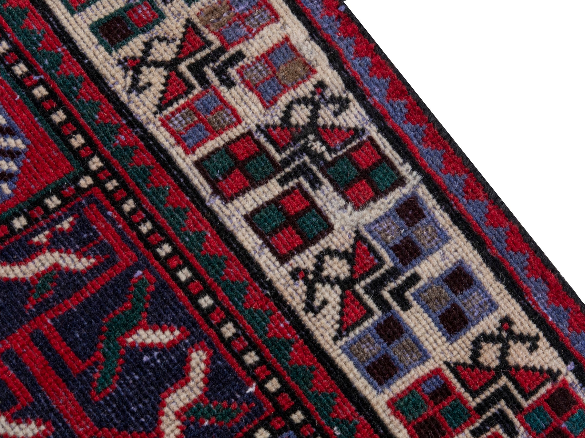Persian Bakhtiari area rug in burgundy and deep red, view 7 of 18