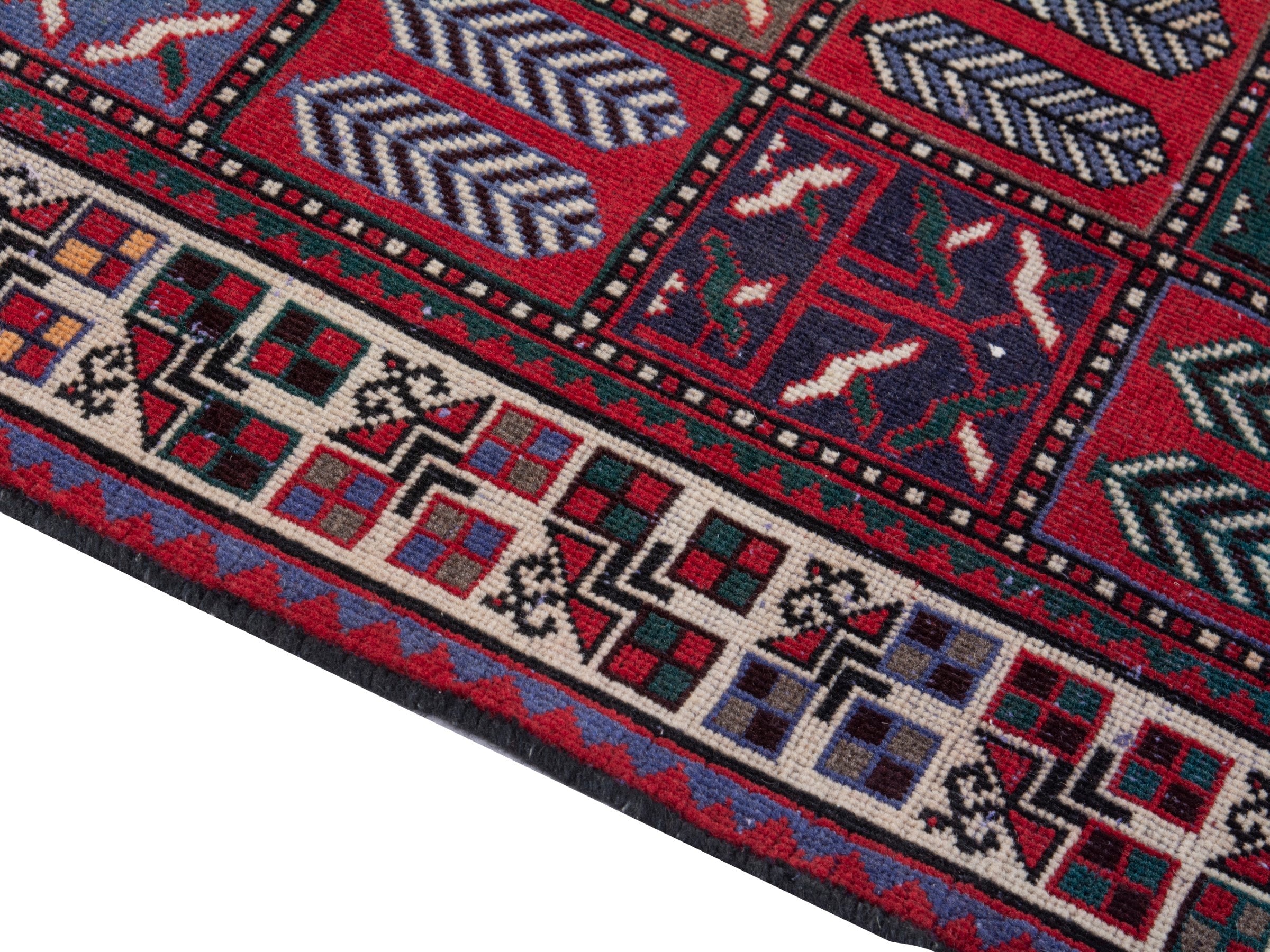 Persian Bakhtiari area rug in burgundy and deep red, view 8 of 18