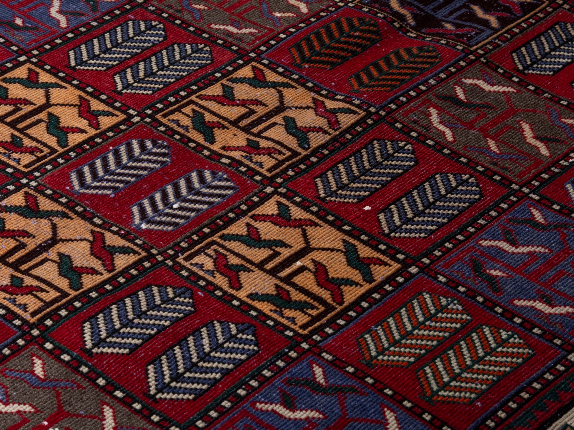 Persian Bakhtiari area rug in burgundy and deep red, view 9 of 18