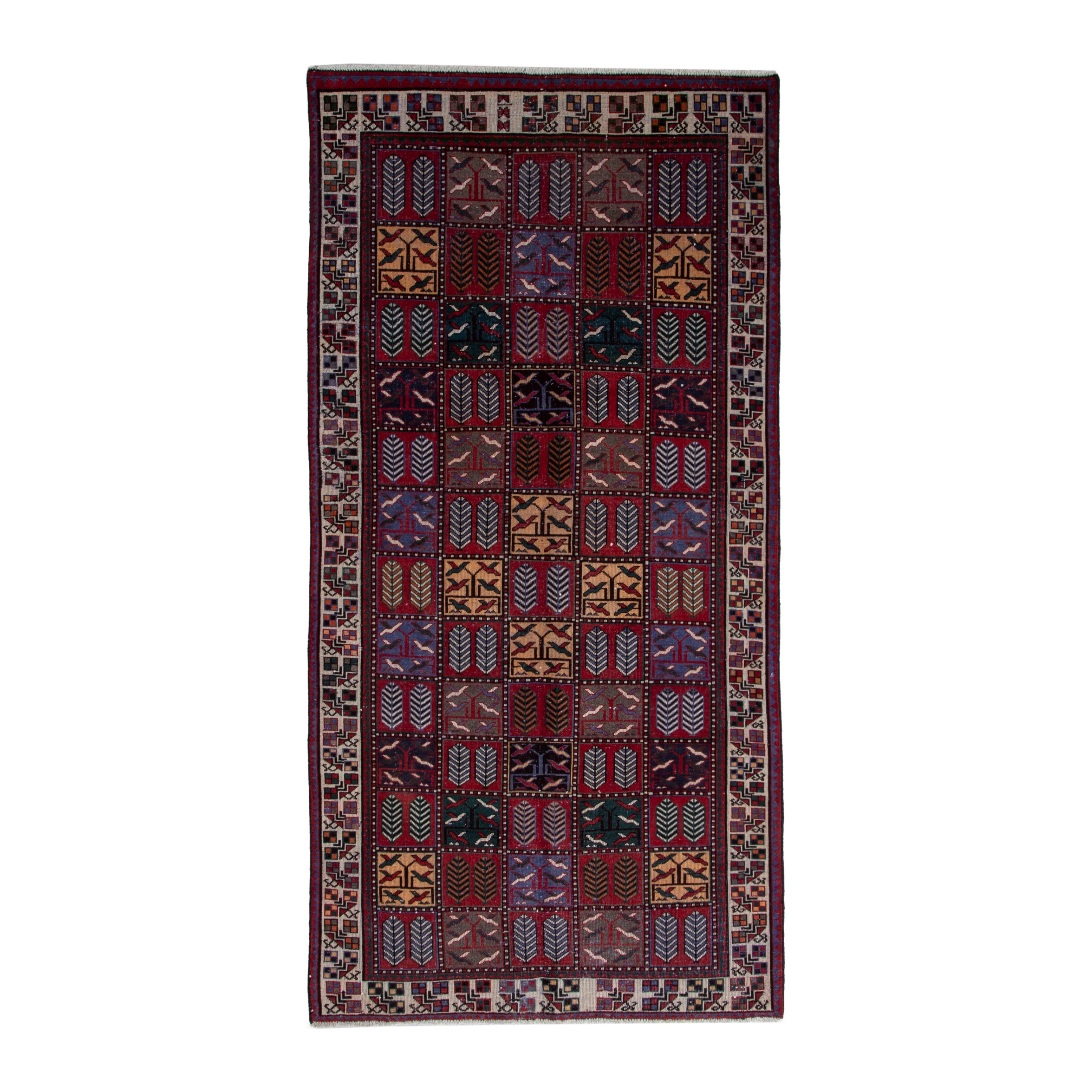 Persian Bakhtiari area rug in burgundy and deep red, 5' x 9'7"