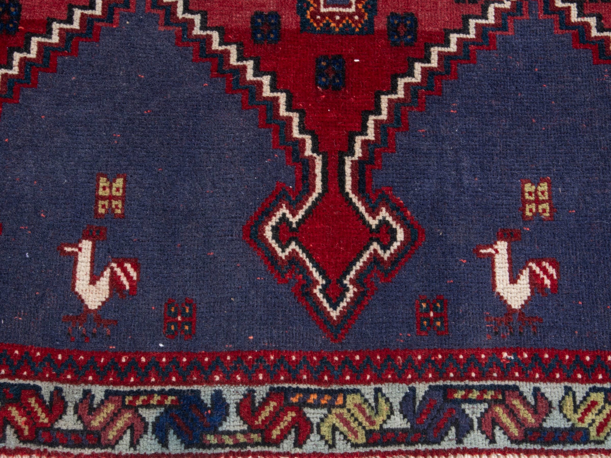 Persian Sirjan runner rug in navy and brick, view 14 of 18