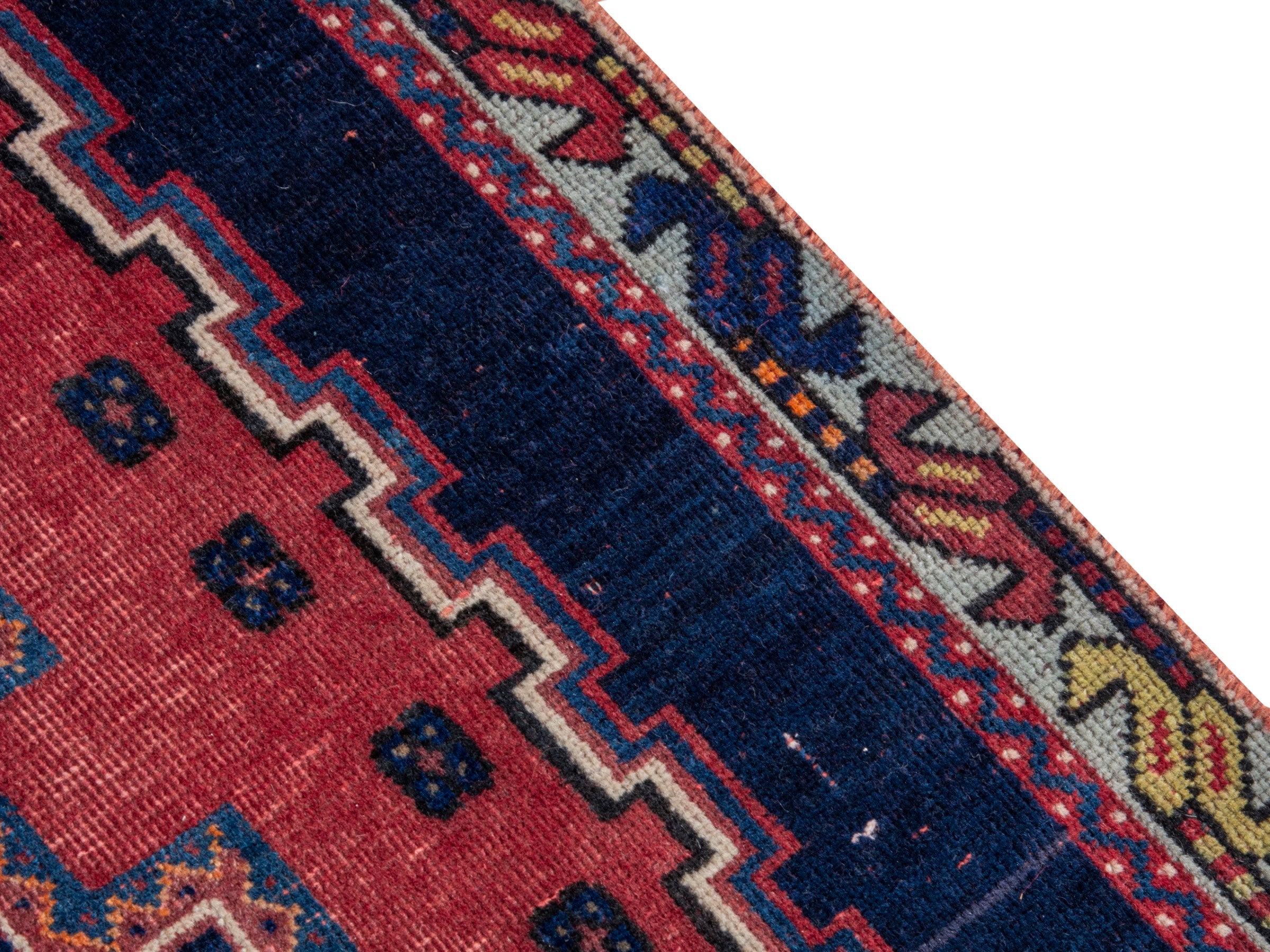Persian Sirjan runner rug in navy and brick, view 7 of 18