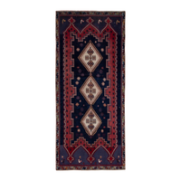 Persian Sirjan runner rug in navy and brick, 3'9" x 8'1"