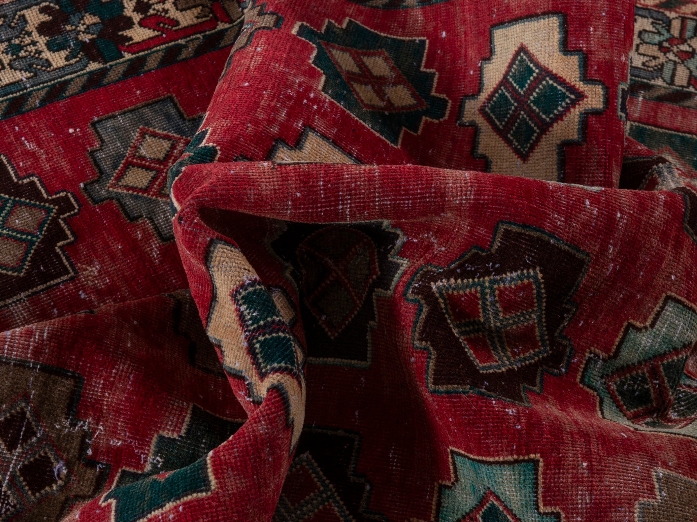 Persian Sirjan area rug in deep red and charcoal, view 17 of 19