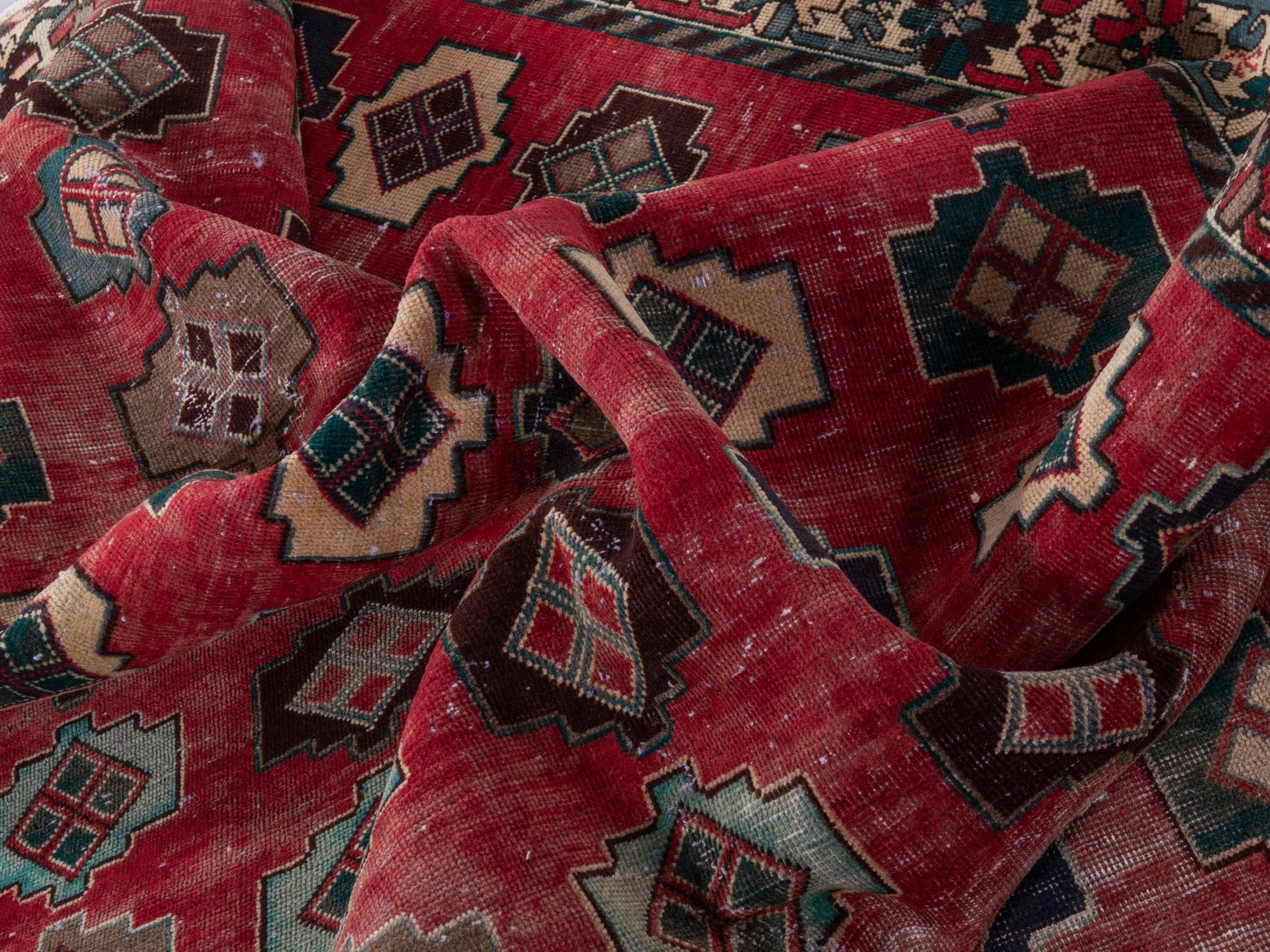 Persian Sirjan area rug in deep red and charcoal, view 18 of 19