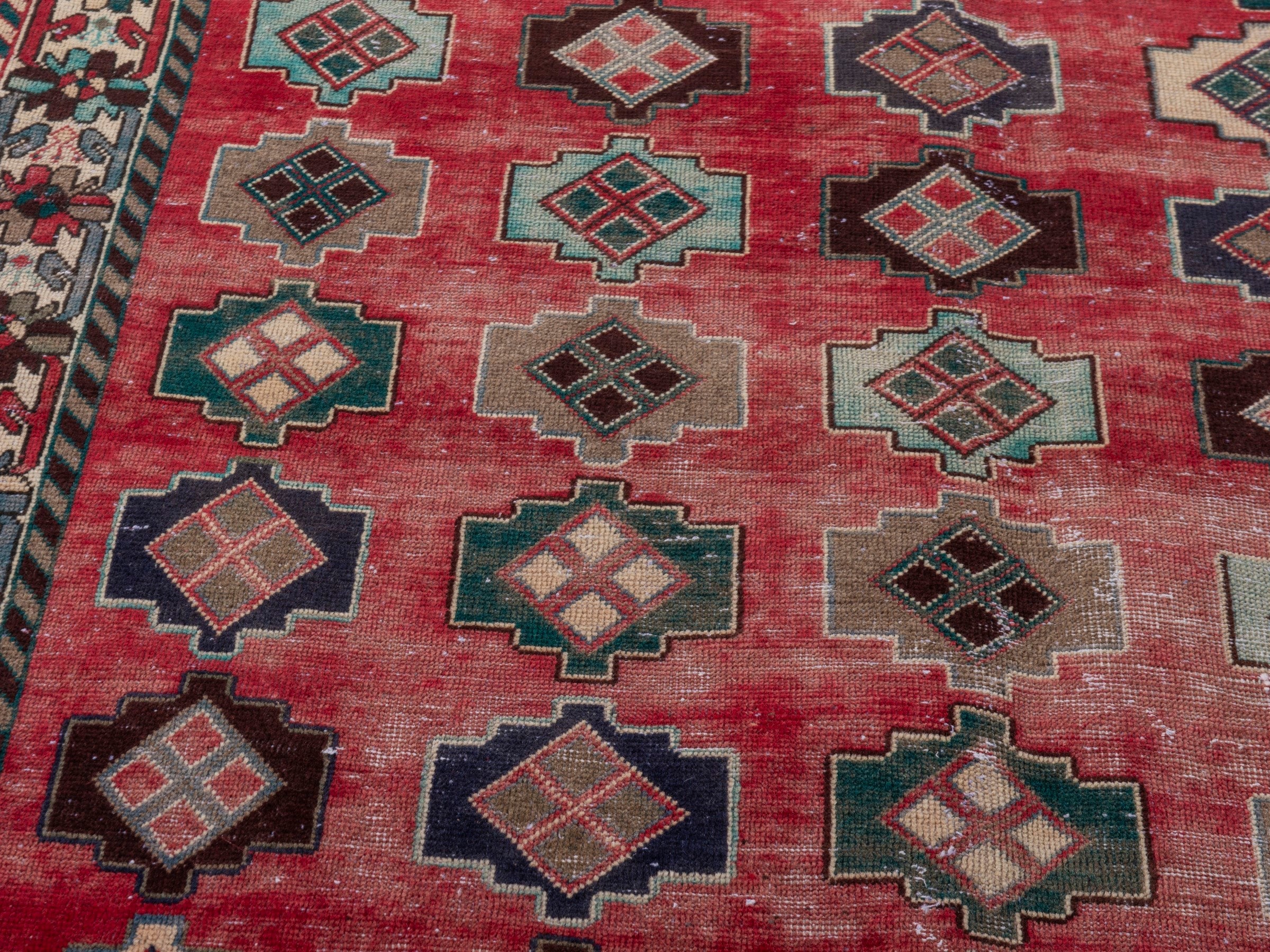 Persian Sirjan area rug in deep red and charcoal, view 7 of 19