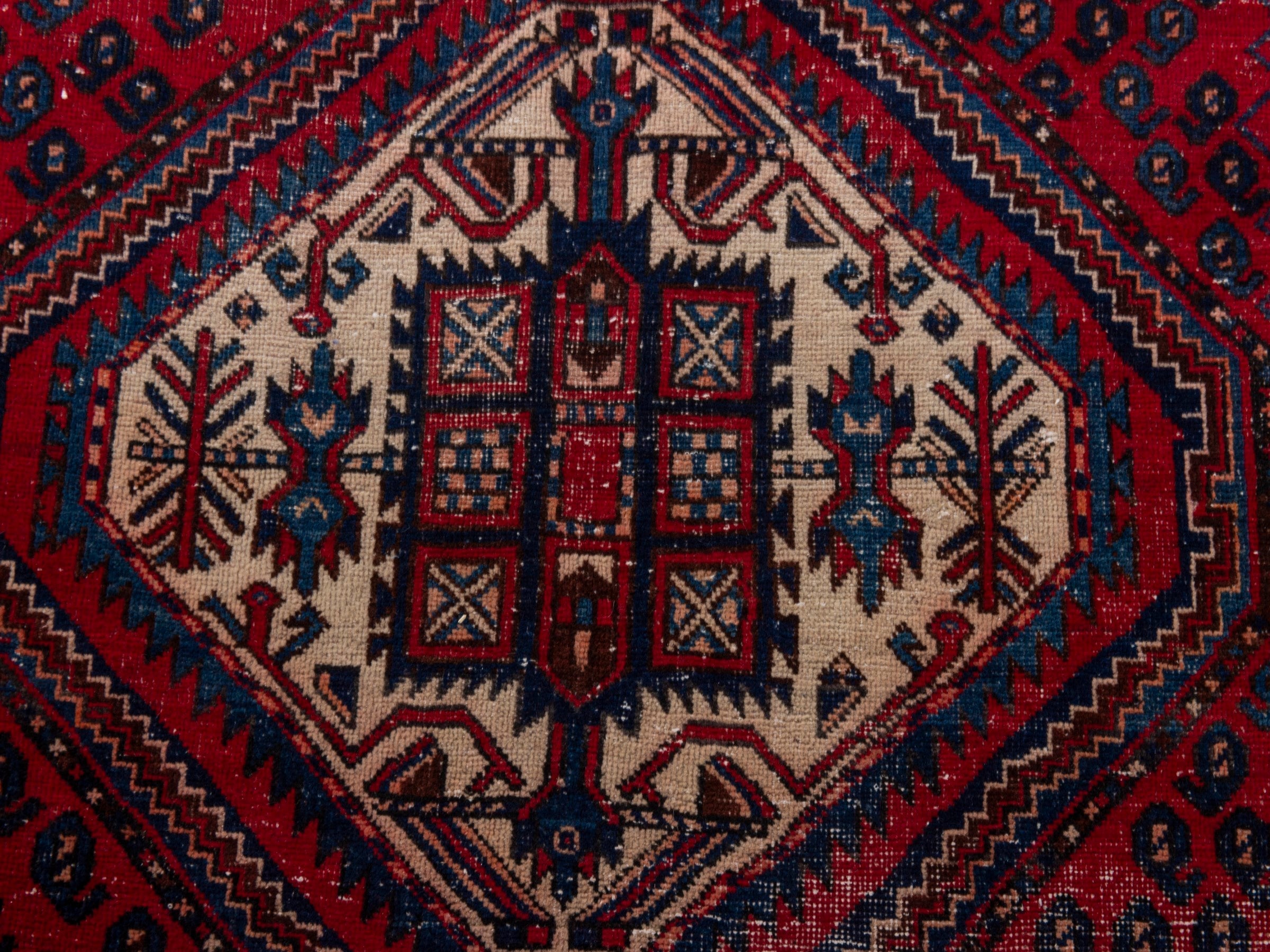Persian Sirjan accent rug in burgundy and deep red, view 12 of 19