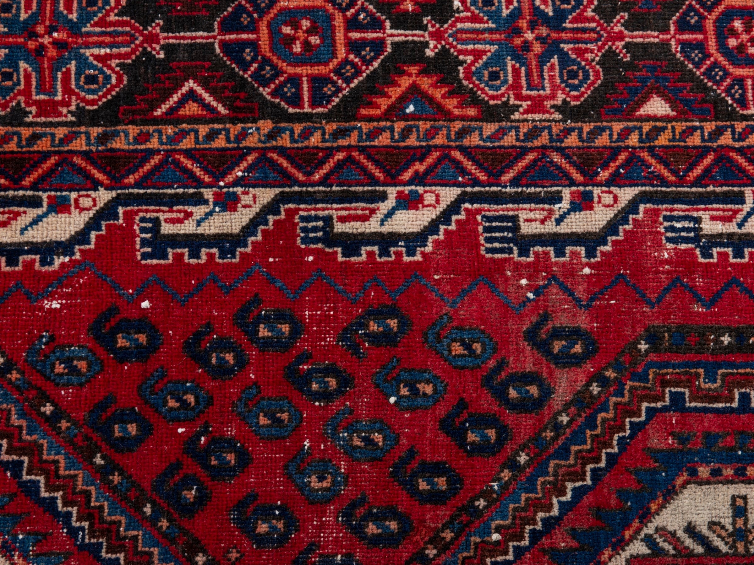Persian Sirjan accent rug in burgundy and deep red, view 15 of 19