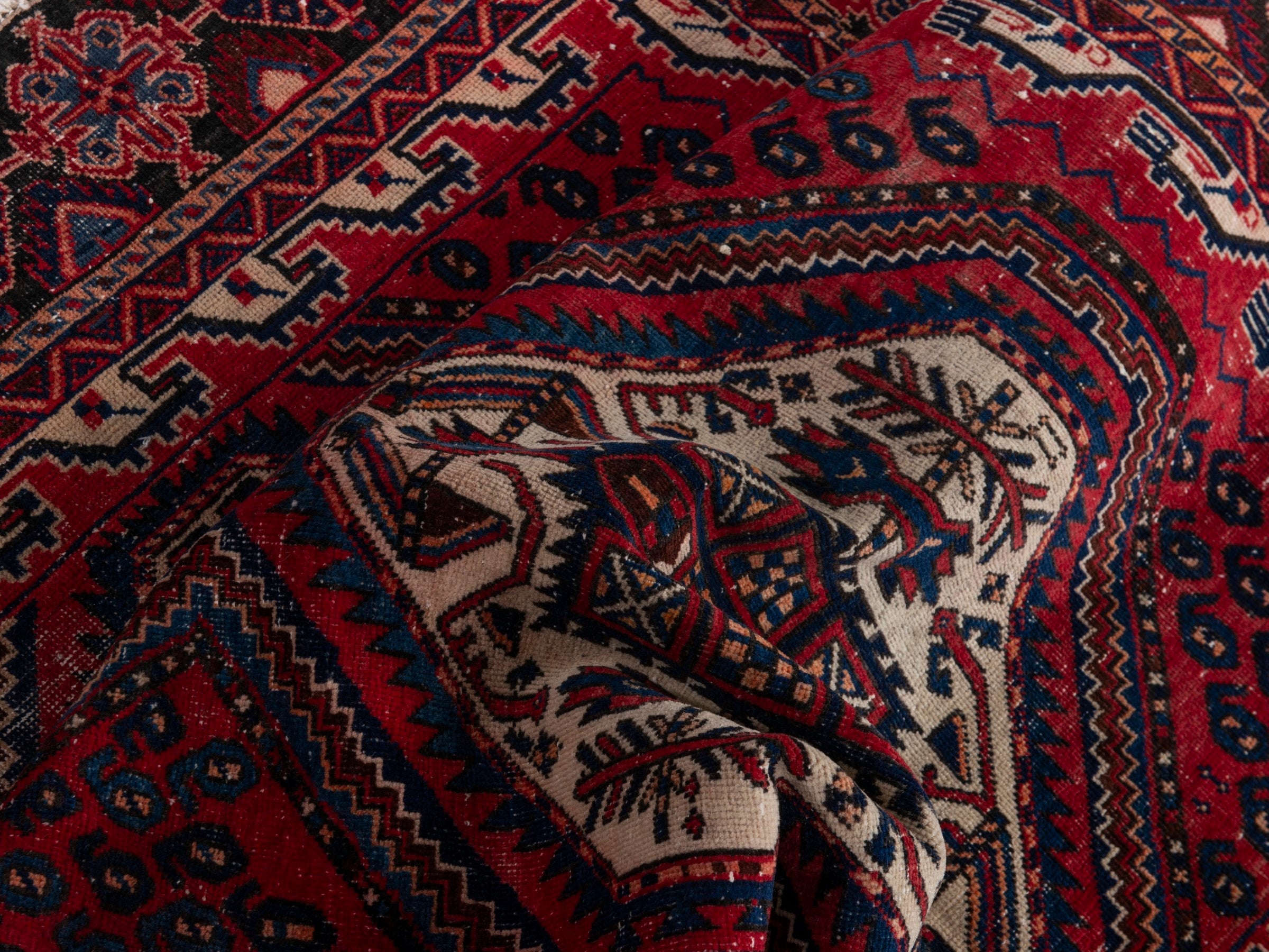 Persian Sirjan accent rug in burgundy and deep red, view 16 of 19