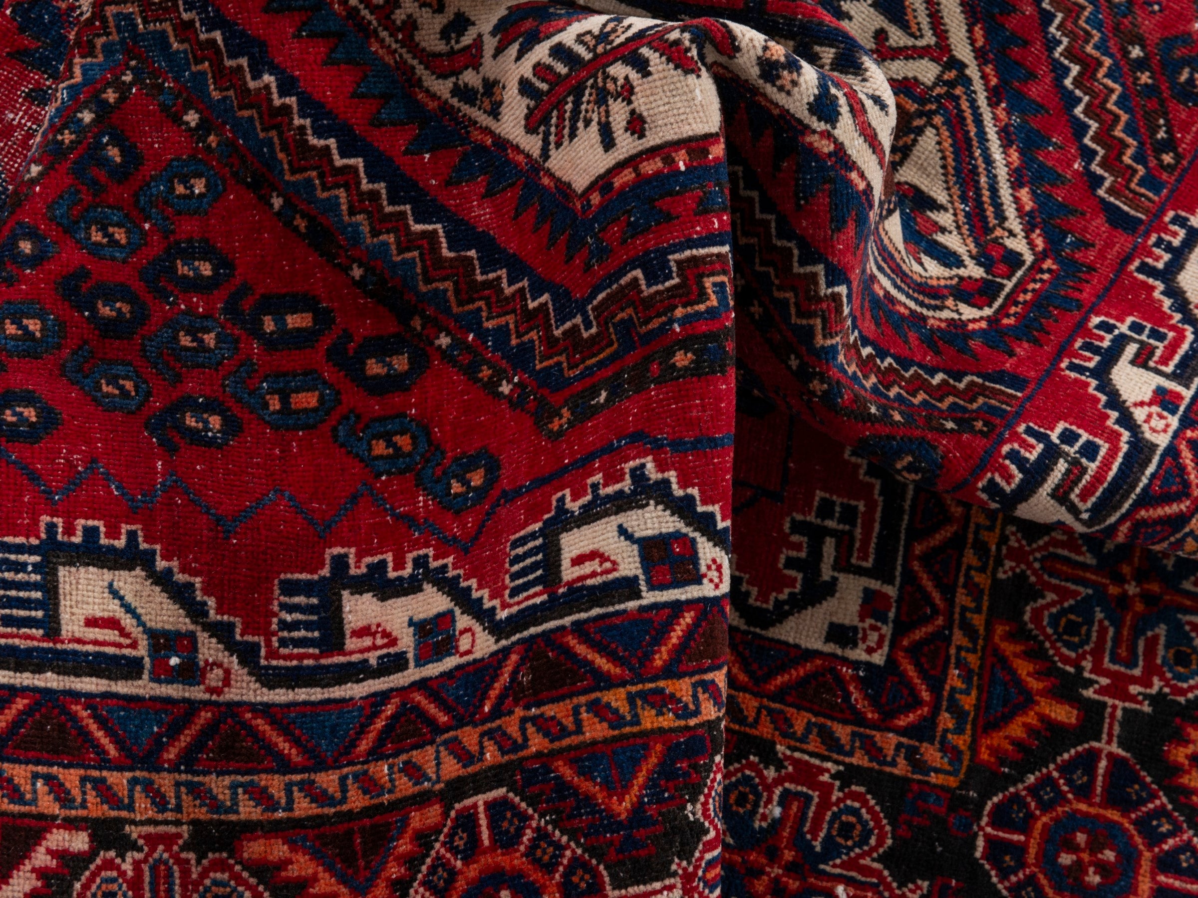 Persian Sirjan accent rug in burgundy and deep red, view 17 of 19
