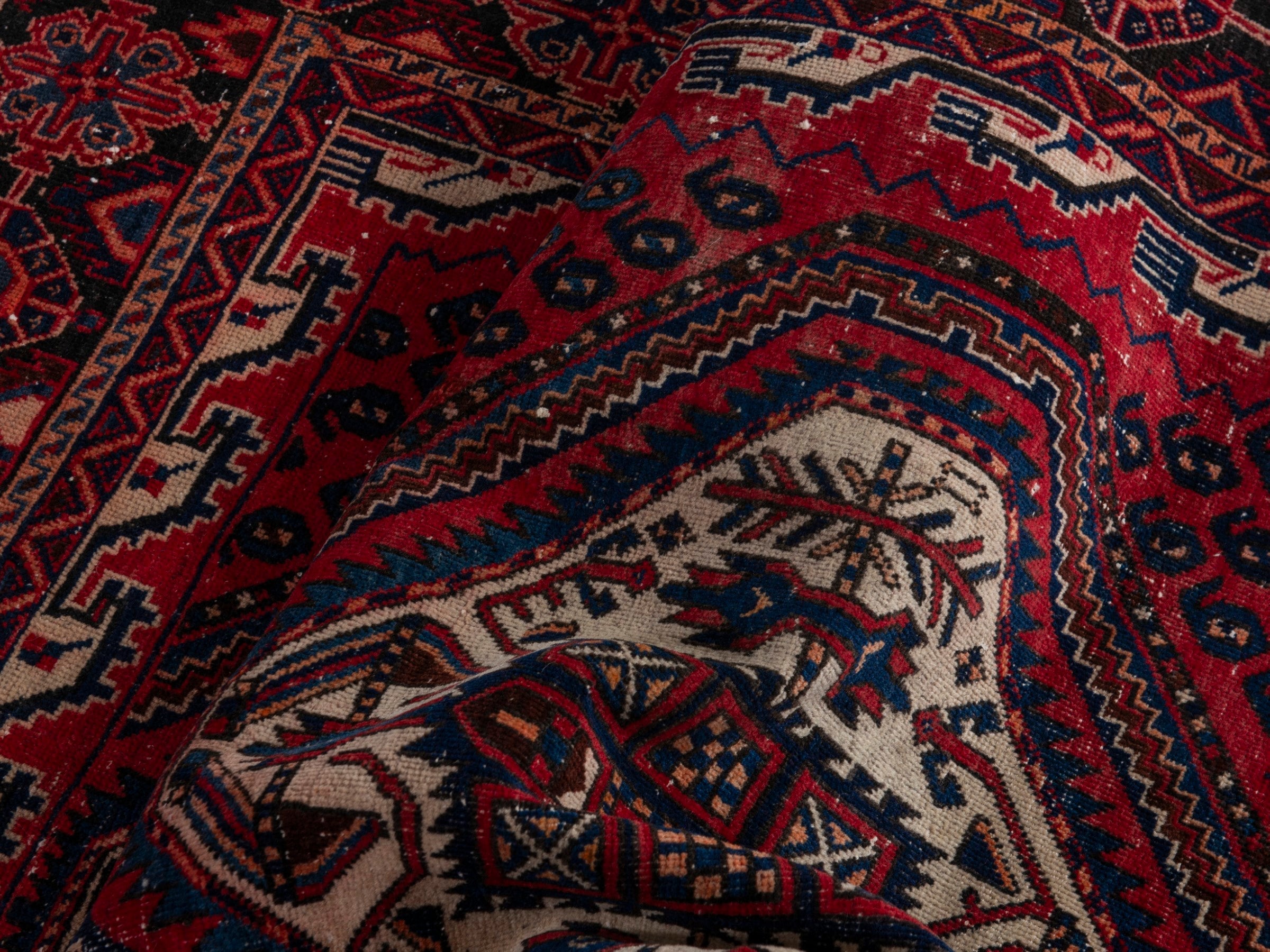Persian Sirjan accent rug in burgundy and deep red, view 18 of 19