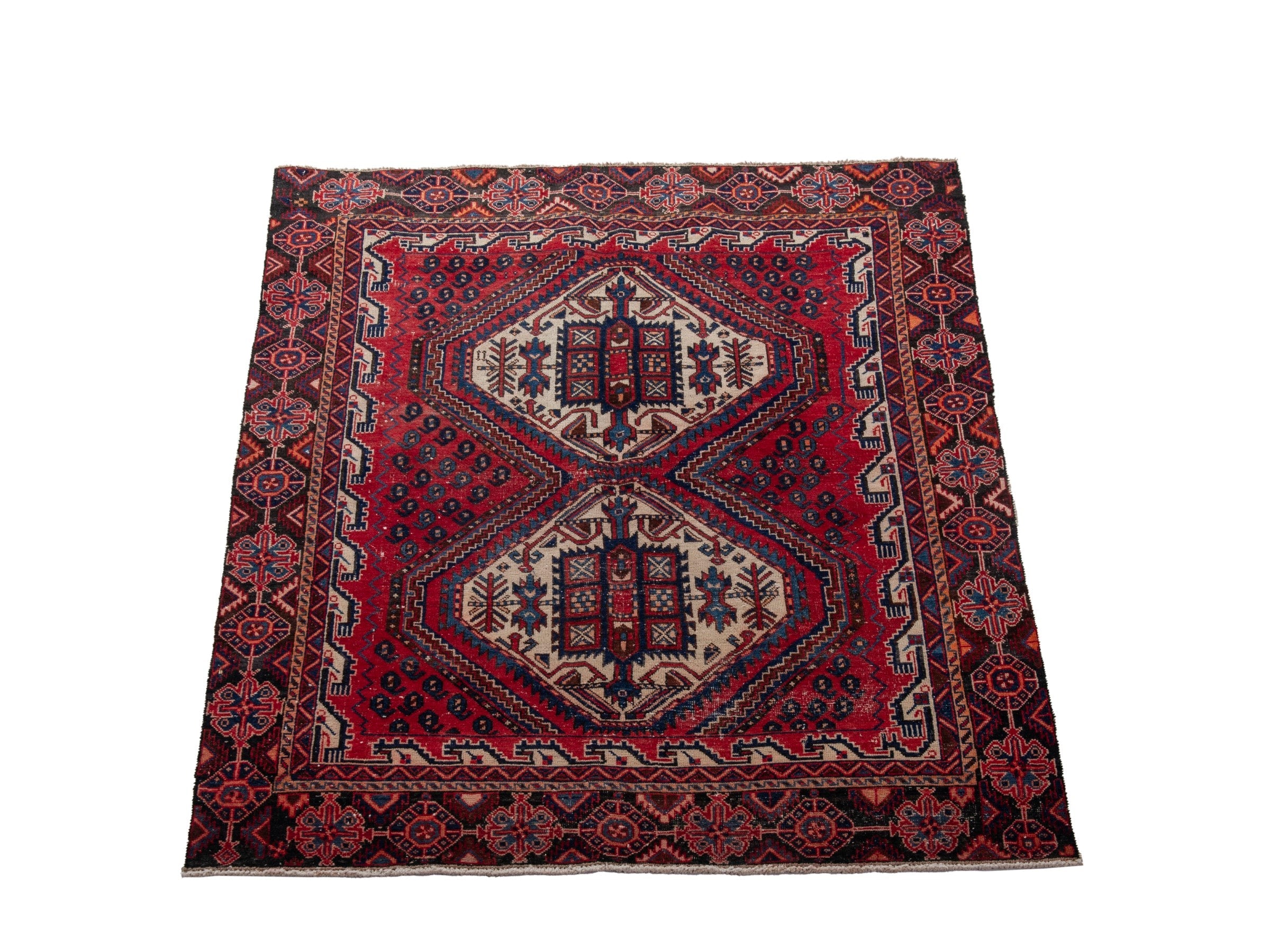 Persian Sirjan accent rug in burgundy and deep red, view 3 of 19