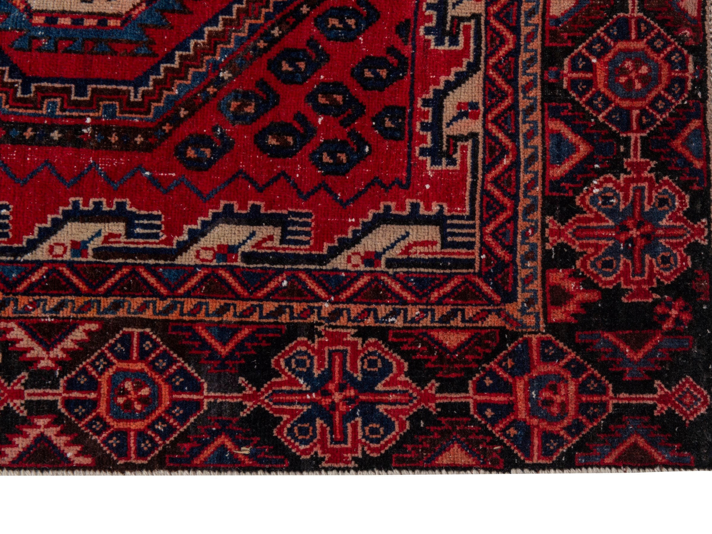 Persian Sirjan accent rug in burgundy and deep red, view 5 of 19