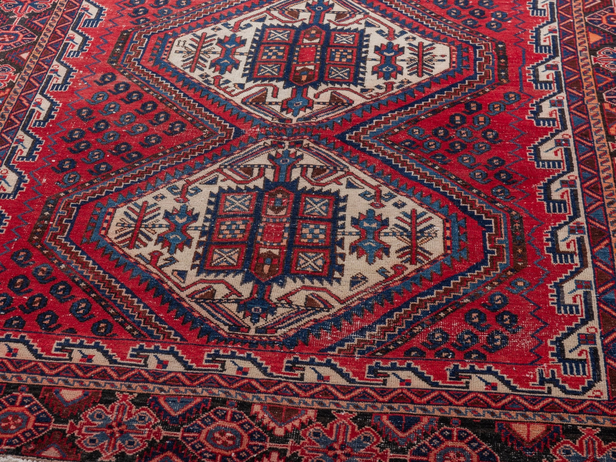 Persian Sirjan accent rug in burgundy and deep red, view 9 of 19